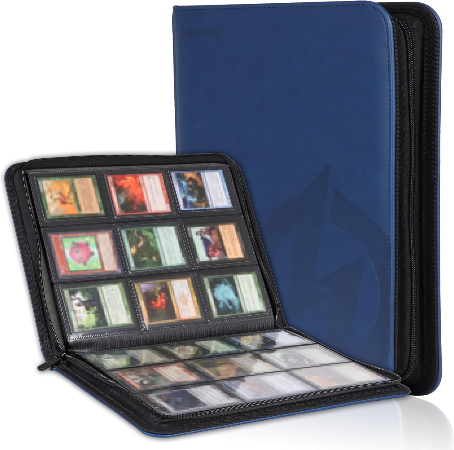 leather trading card binder ROTHRATHER Premium Leather Top Loader Binder for cards, 9 Pockets Trading Card Binder Sleeves, 360 Cards, Black, Pack 1