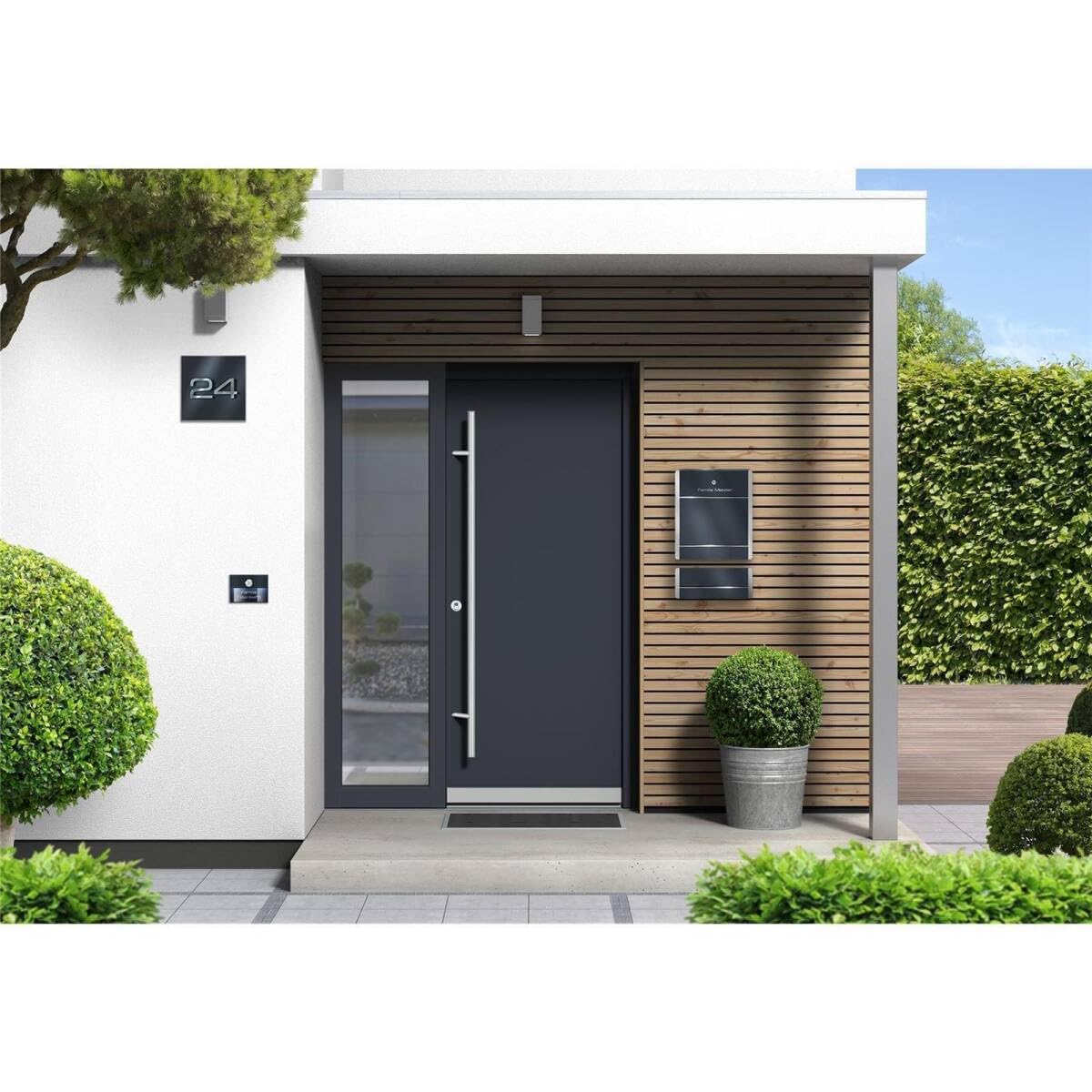 Metzler Individuelle Hausnummer matt in Anthrazit neu - 3D Design - Edelstahl massiv & nicht rostend - LED-Beleuchtung - alle Zahlen - direkt vom Hersteller