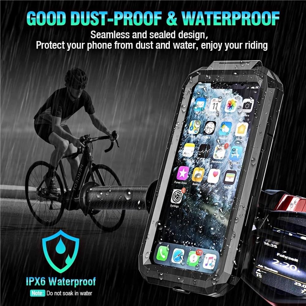 Supporto Smartphone Moto Bici Manubrio Specchietto Retrovisore 4,7-6,8" Porta Cellulare Impermeabile Per Scooter(Mirror base S)