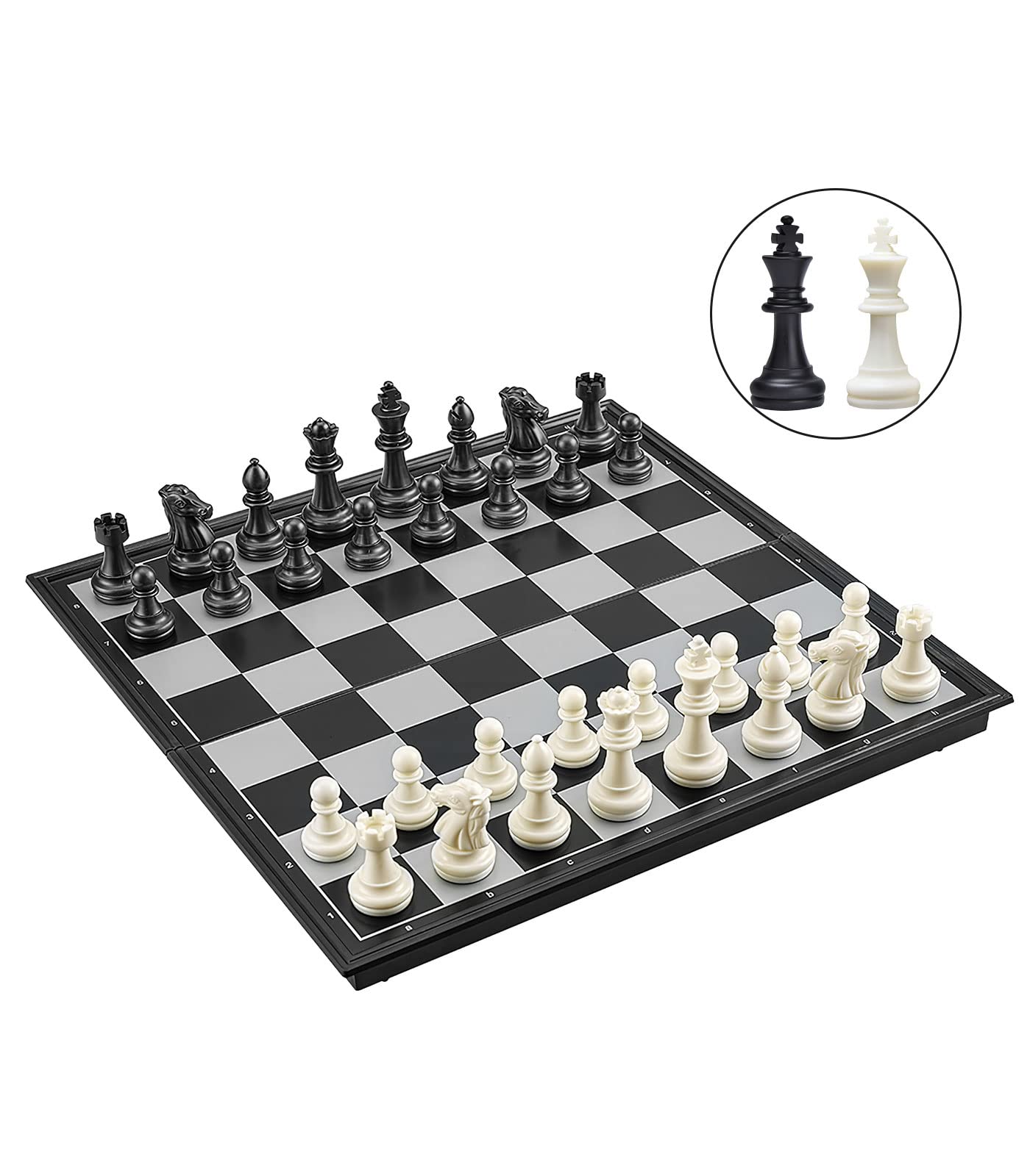 15" Magnetic Chess Board, Chess Sets Folding Board, Portable Travel Magnet Chess with Extra Queen Pieces, Beginner Chess Set for Kids and Adults