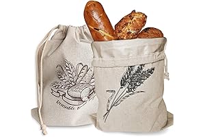Reusable Bread Bags For Homemade Bread, All Natural Linen For Kitchen Storage