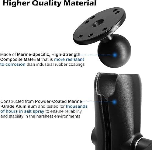 Miniatura 2 de WINDFRD Soporte de bola doble de aluminio de 1.5 pulgadas con dos placas redondas AMPS, tableta, soporte para buscador de peces, brazo de doble