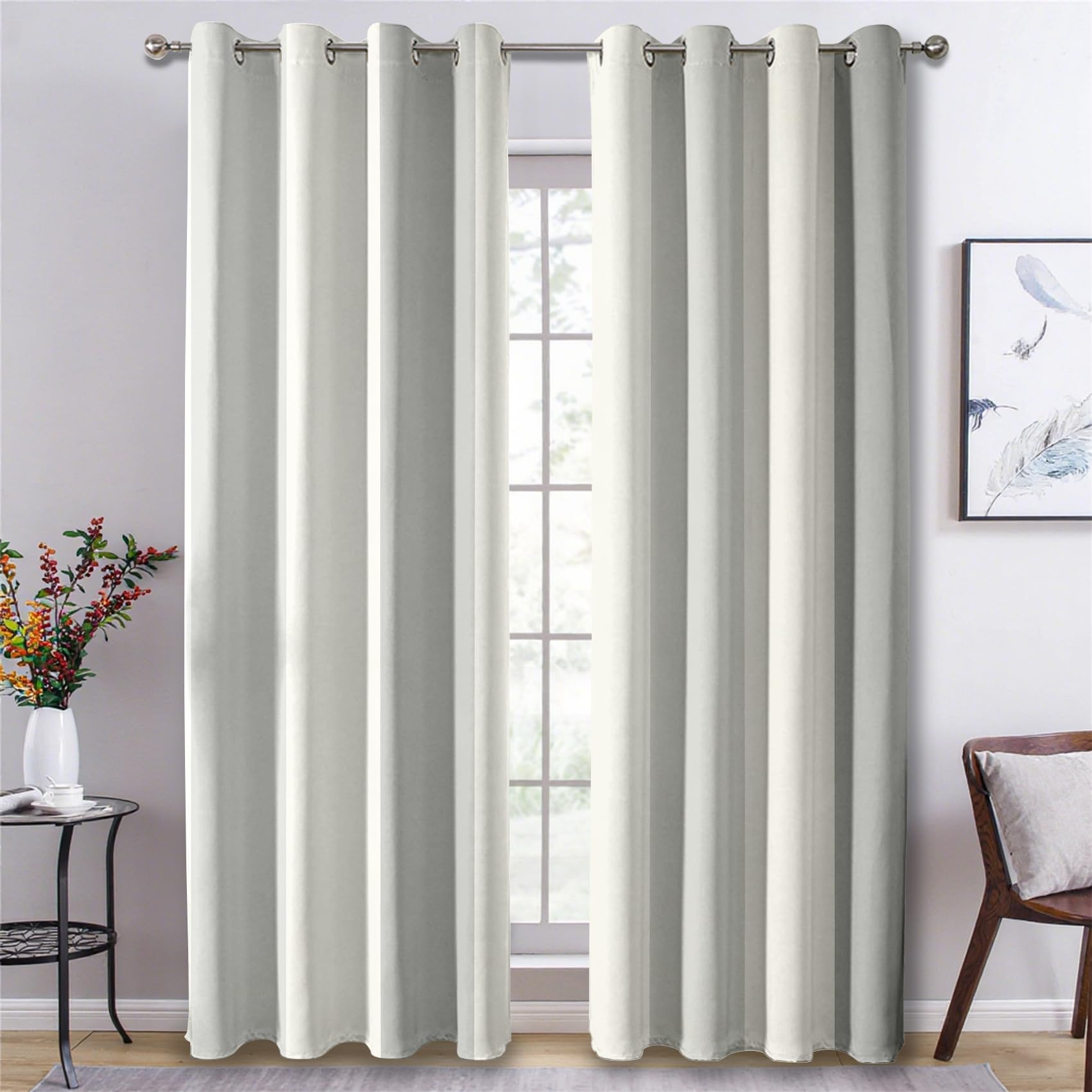 Gray Stripe Curtains for Bedroom, Vertical Stripes Blackout Curtains for Living Room, 54 Drop Eyelet Window Treatments Home Decor 46 X 54 Inch (W X L), 2 Panels X&-62