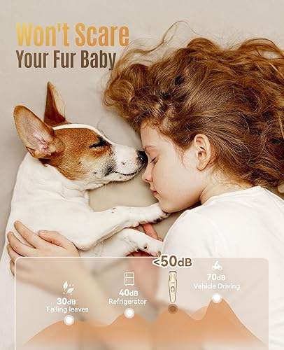 Miniatura 3 de oneisall Cortapelos para perros, 2 en 1, recortador de patas de perro de bajo ruido con cuchillas dobles, 2 velocidades inalámbricas para el cuerpo,