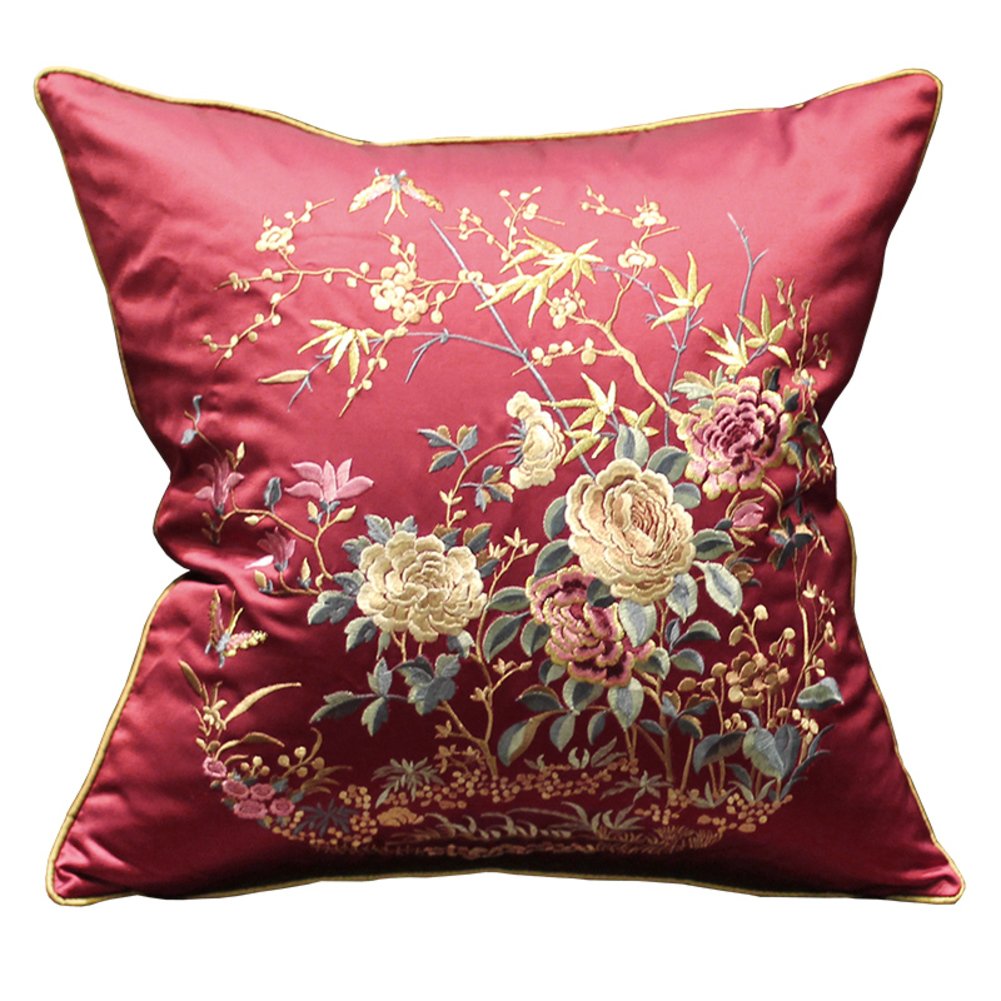 Oreiller de broderie de modèle chinois, taie d'oreiller décorative 40x60 coussins chevet