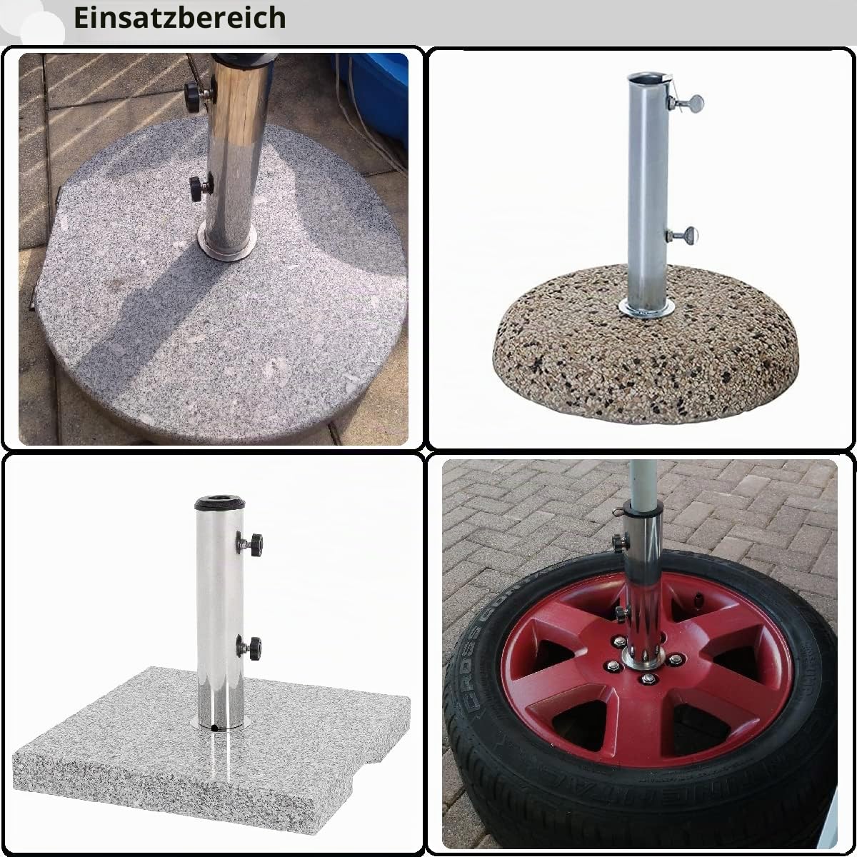Garten Sonnenschirm Standrohre Geliefert, Universal SonnenschirmStandrohr mit 3 TLG Reduzierring(48/38/31.5 mm) Sonnenschirm Hülse Stände, Schirmbaser Standrohr für Granit, Eisenplatte, Zementplatte