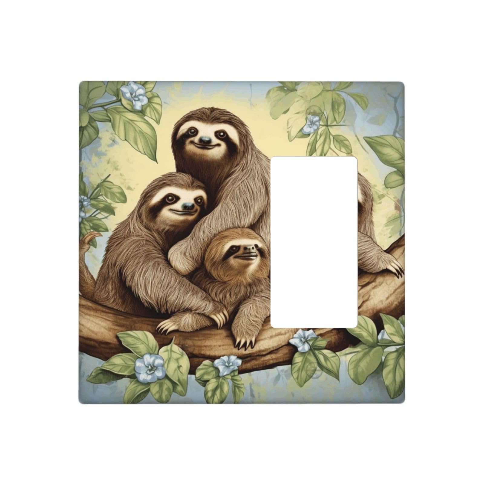 Kloph Style K Decorator Wall Plate 2 Gang Light Switch Covers Sloth Family Wallplate Double Toggle Switch Plate Standard Size Electrical Outlet Covers Decorative Wall Switch Plate Cover
