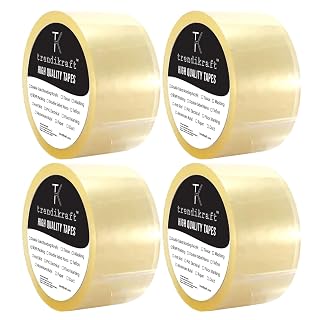 TRENDIKRAFT 3 inch X 65 meter Pack of 1 Transparent BOPP Packing Clear Cello Tape with Durable Materials Self Adhesive Heavy Duty Tep Roll Ideal For Packaging Boxes