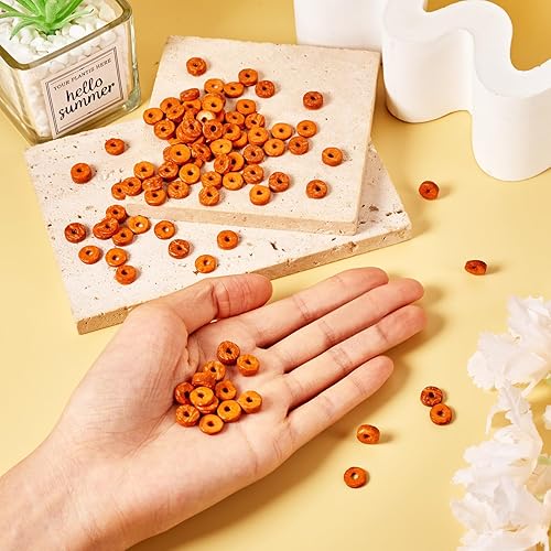 Miniatura 85 de Fashewelry 100 cuentas espaciadoras planas redondas de coco de 0.315 pulgadas (0.354 in), cuentas sueltas para hacer joyas de bricolaje con agujero