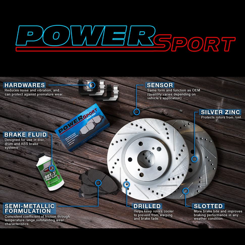 Power Stop SC1368 Rear Brake Kit With Semi-Coated Brake Rotors And Ceramic Brake Pads & Hardware