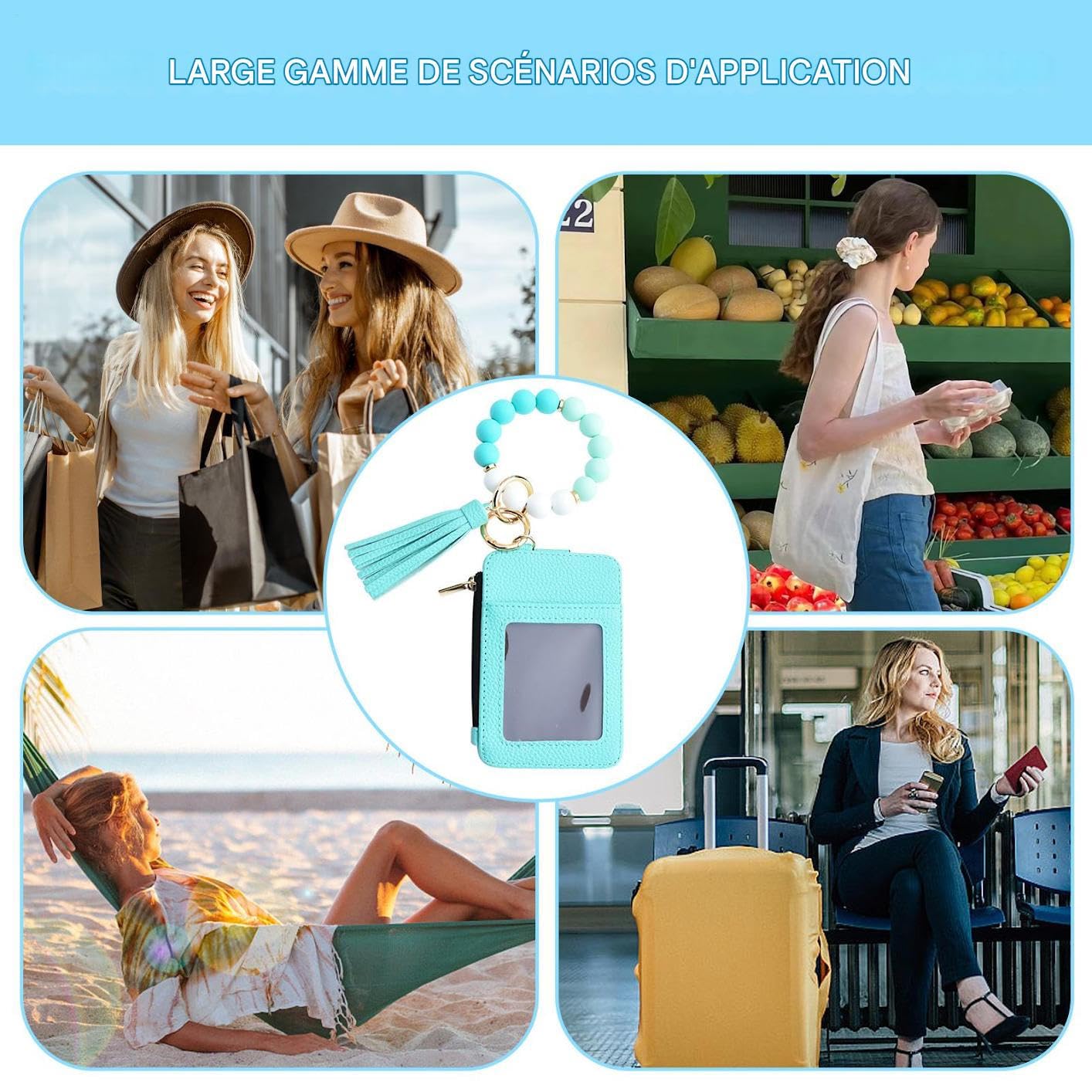 Portafoglio portachiavi portamonete con cinturino | portafoglio con perline con portachiavi | porta carte da donna,shopping appuntamenti e matrimoni, vacanze, compleanno, viaggi