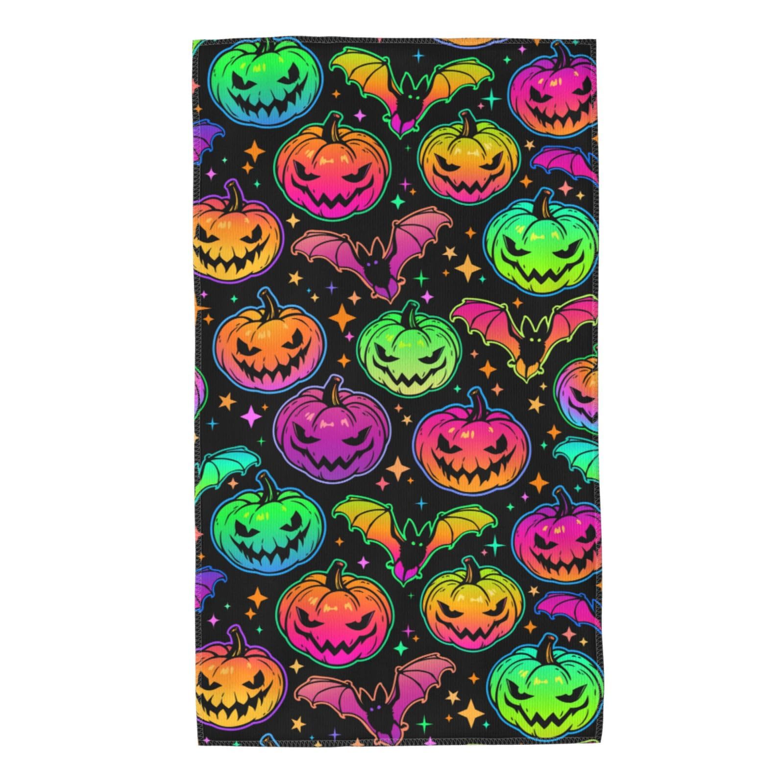 FJQWKLF Colorful Halloween Pumpkins Super Soft Hand Towels 27.5x15.7inch Multi-Purpose Skin-Friendly Absorbent Thin Bathroom Towels