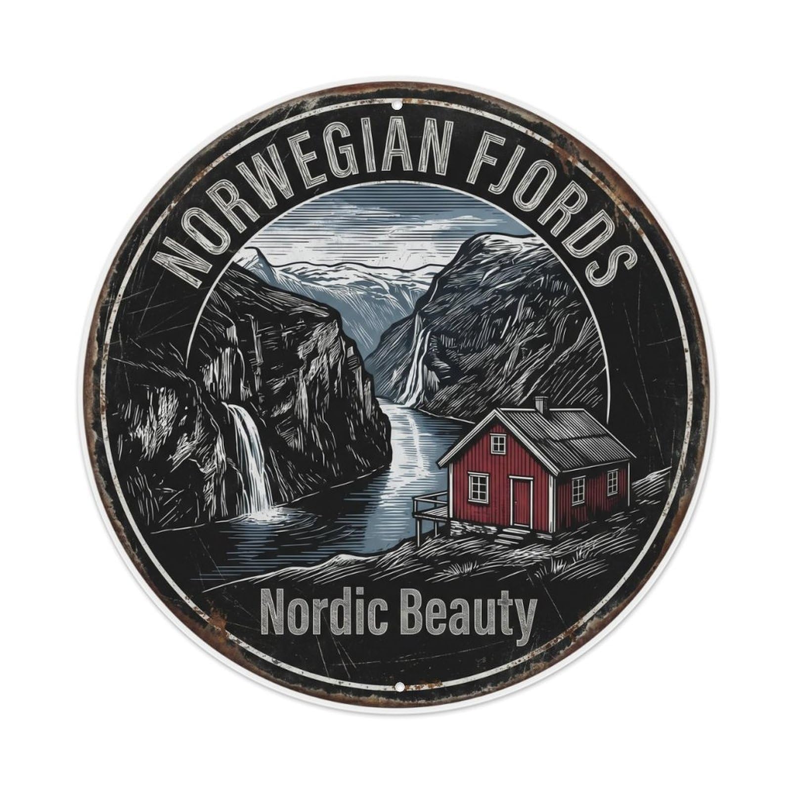 Vintage Travel Fjord Landscape Norway Nature Metal Tin Sign