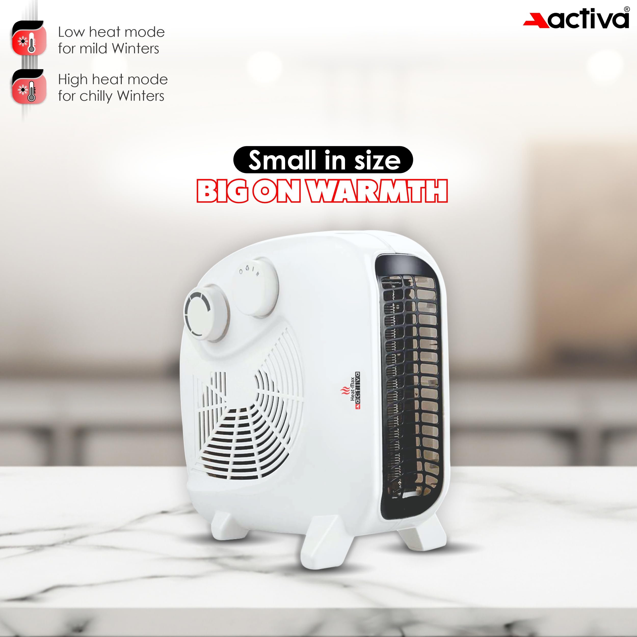 ACTIVA Heat Max (2000 Watts) with 2 Heating Mode full ABS body Electric Room Heater come with 1 Year warranty (White)