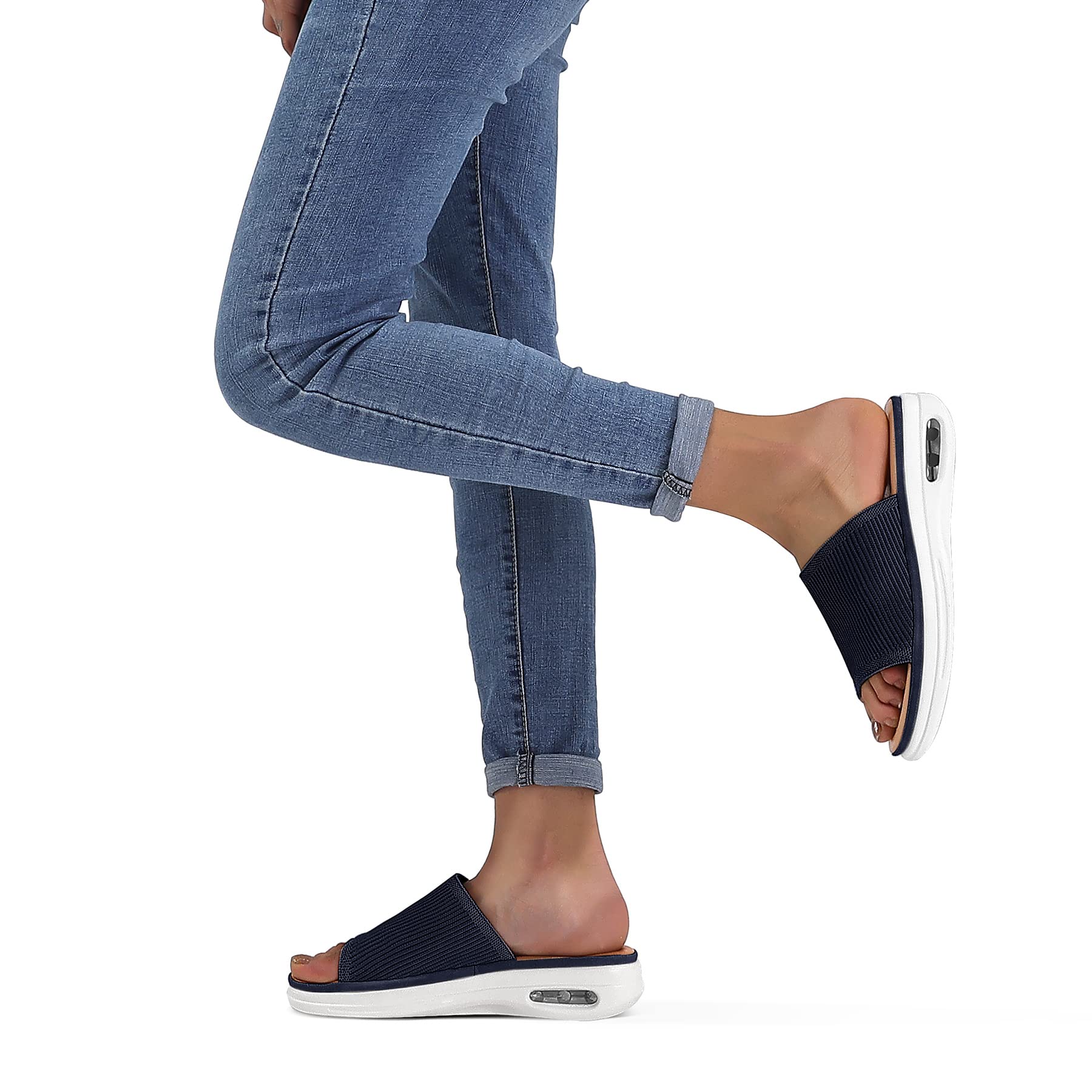 mysoft Sandales de marche d'été pour femme avec coussin d'air et sangle de cheville - Confortables et décontractées