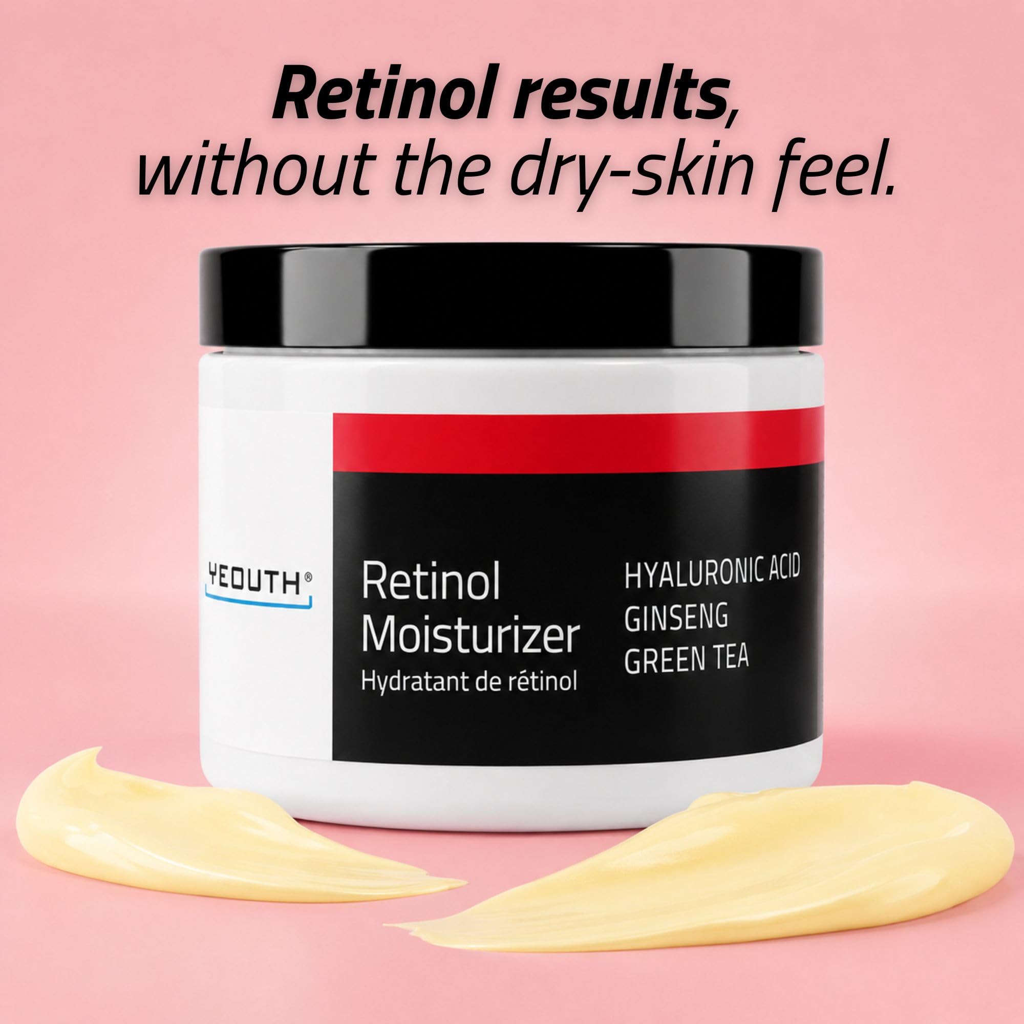 YEOUTH Retinol Cream for Face, Retinolowy Krem do Twarzy dla Kobiet i Mężczyzn z Kwasem Hialuronowym i Zieloną Herbatą, Krem Nawilżający na Noc dla Gładszego Wyglądu 118ml