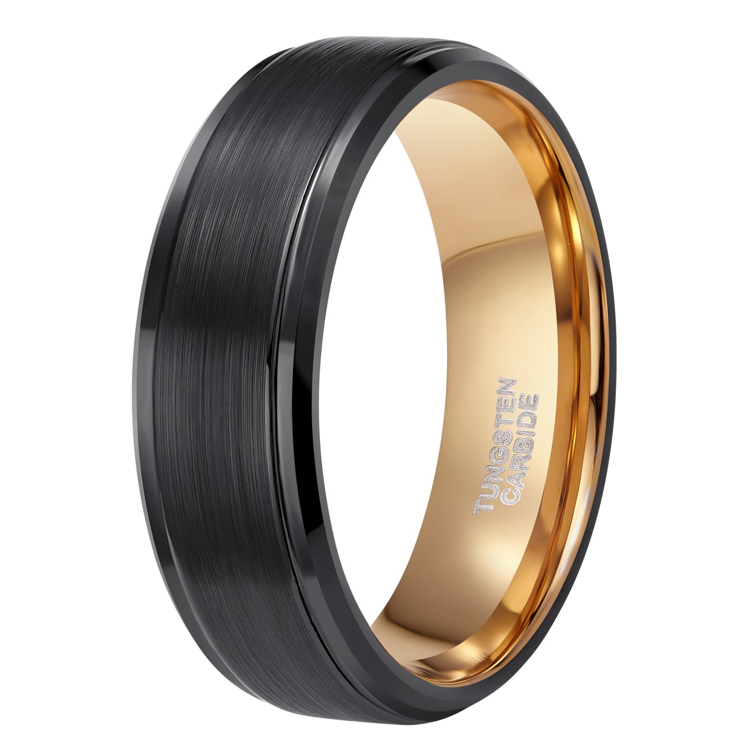 TRUMIUM 4mm 6mm 8mm Black Tungsten Rings for Men Women Step Edges Size 4-15