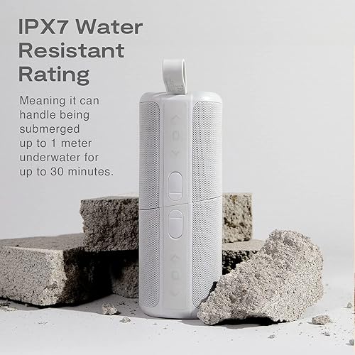 Miniatura 4 de Kove Commuter 2 - Altavoz bluetooth en color hormigón, portátil, inalámbrico con volumen HD más fuerte, subwoofer de graves profundos, micrófono,