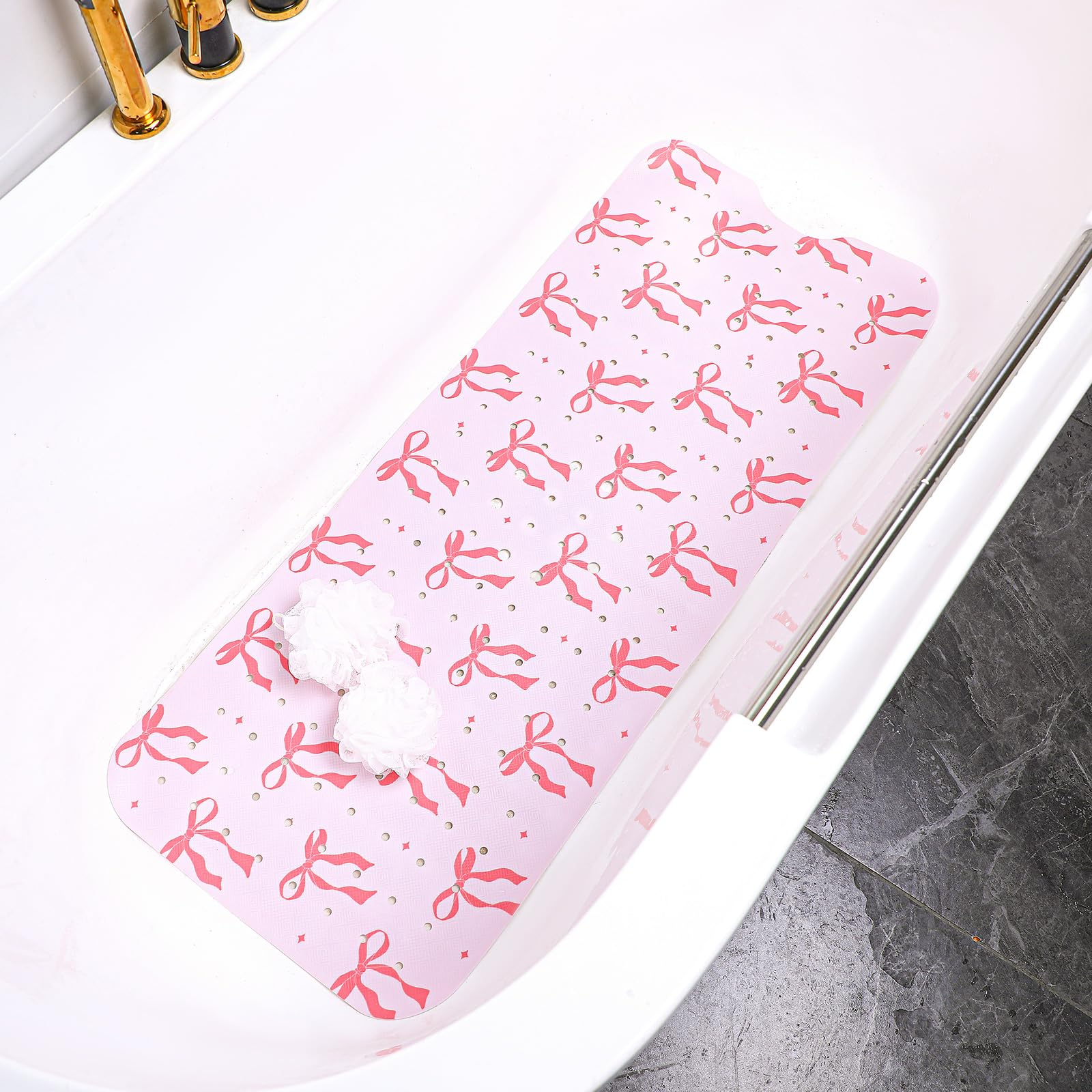 Tapis de bain antidérapant extra long 100x40 cm rose Mudder