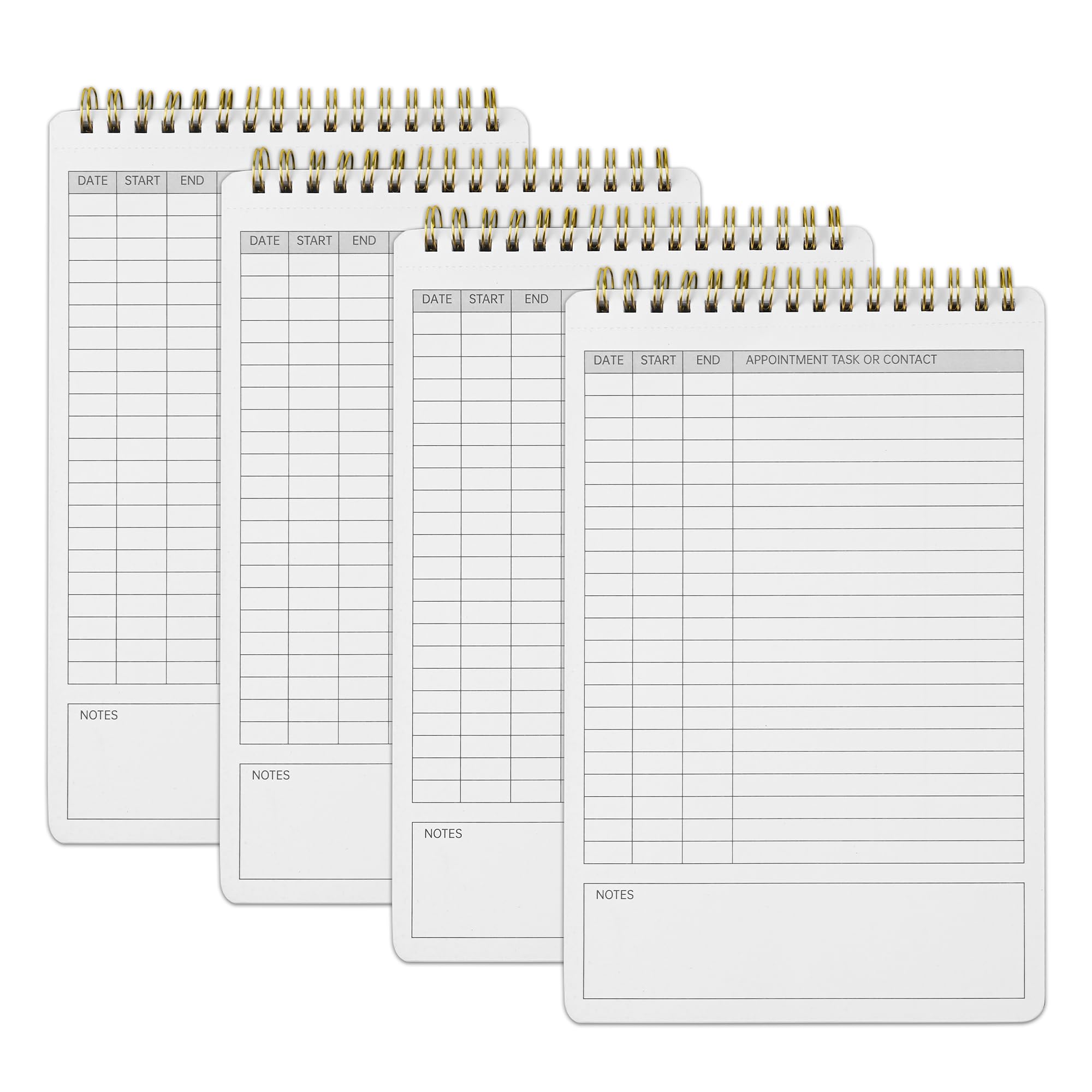 Zhitongda 4 Pack Activity Log Spiral Notebook Time Sheet Daily Log Book Checklist Notepad Undated Daily Planner Call Log Book For Office With Notes