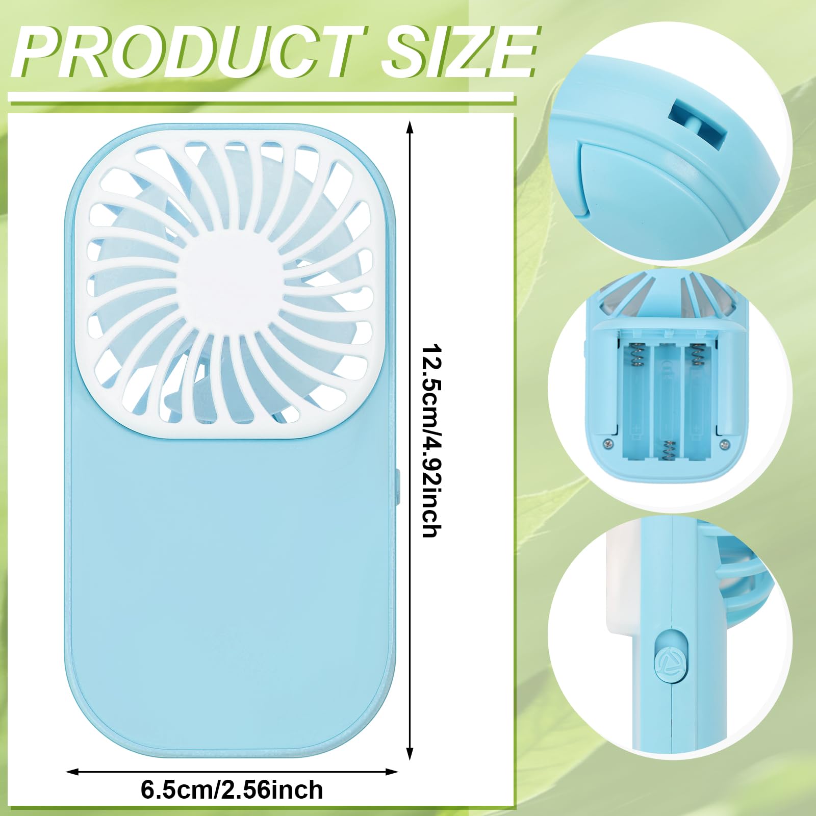 Lewtemi Paquete de 12 mini ventiladores portátiles a granel lindos de mano, ligeros, portátiles, pequeños y silenciosos, con cordón, funciona con pilas AAA, para viajes de verano, playa, interiores y