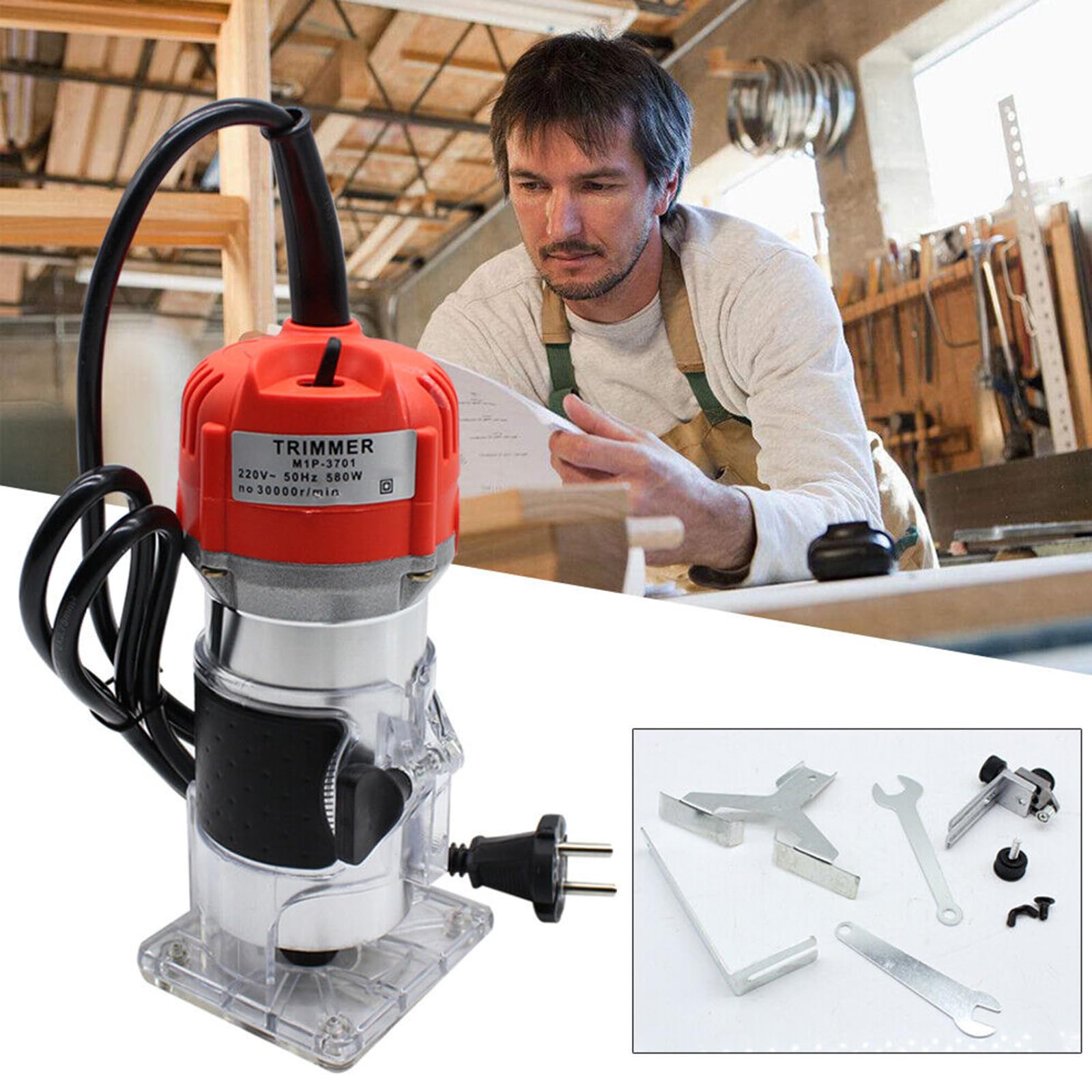 Fresa elettrica multiwod, fresa per bordi in legno, 220 V, 800 W, per lavorazione del legno, lavorazione dell'armadio, produzione artigianale e fai da te