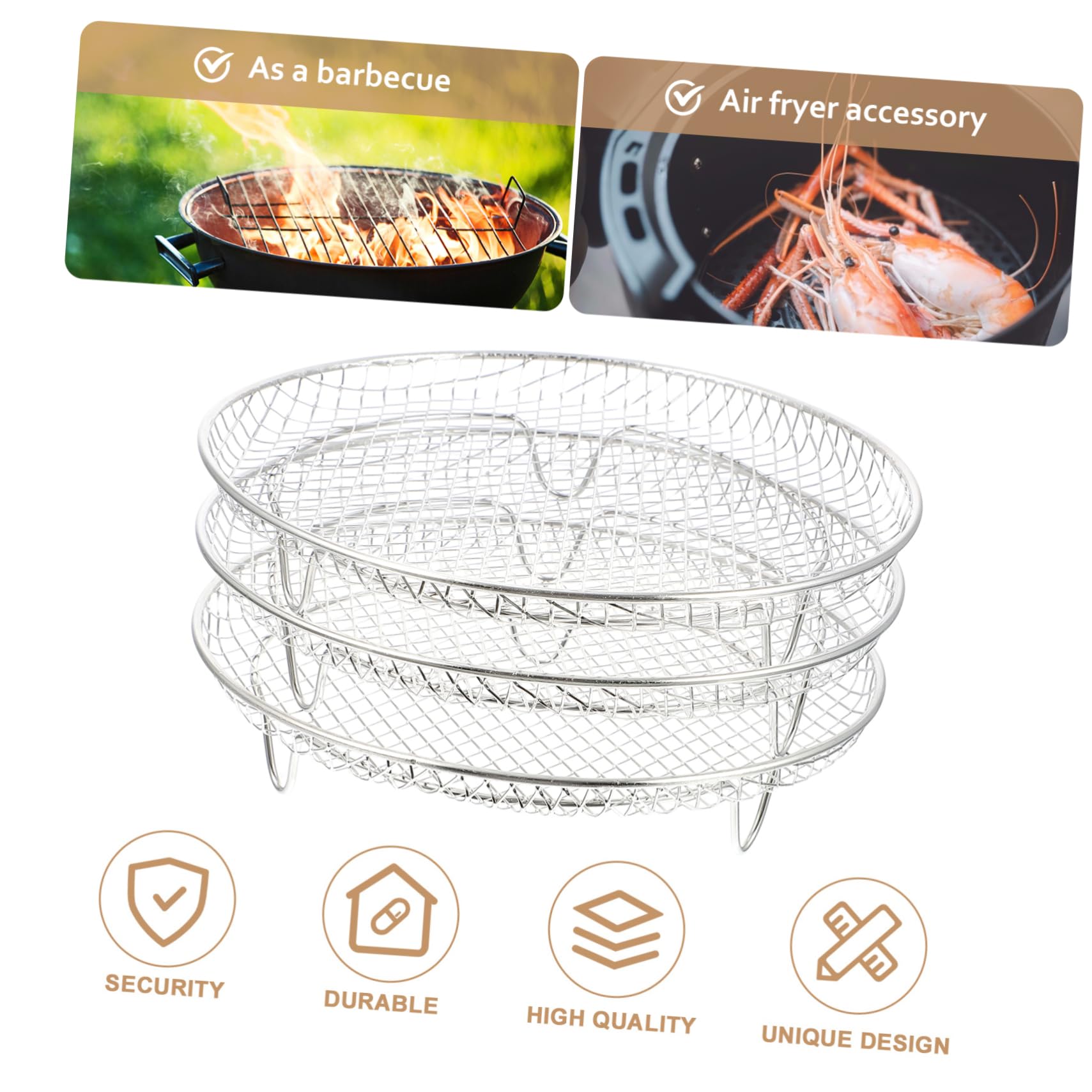SHINEOFI 1 Pieza Rejilla Inoxidable para Freidora de Aire Accesorio Apilable Compatible con Instant Air Fryer para Variedad de Cocina