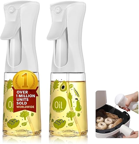 Mistifi Botella de PET en aerosol de aceite de 6.8 fl oz versión mejorada. Botella de spray de niebla fina para freidora de aire, aceite de oliva,