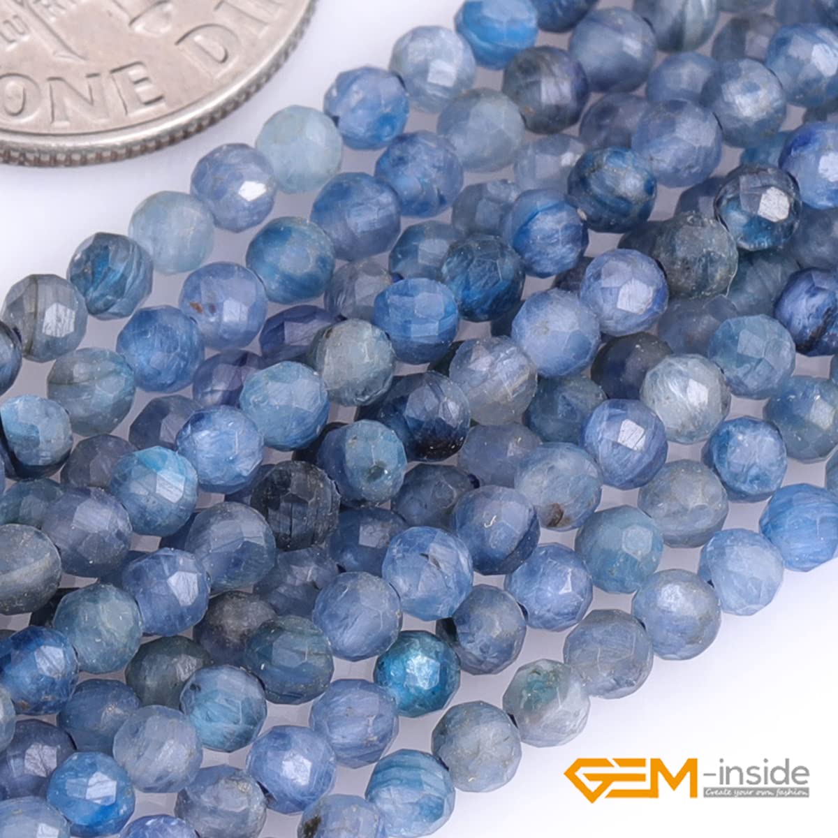 Gem-Inside 3mm Natural Blue Kyanite Quartz Real Crystal Gemstone Faceted Spacer Beads for Jewelry Making Strand 15'' - Image 3