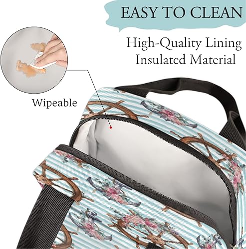 Miniatura 4 de Lonchera para adultos con rayas marinas, para mujer, lonchera tipo Anchior, lonchera a la moda, bolsa de almuerzo para mujer, bolsas de almuerzo