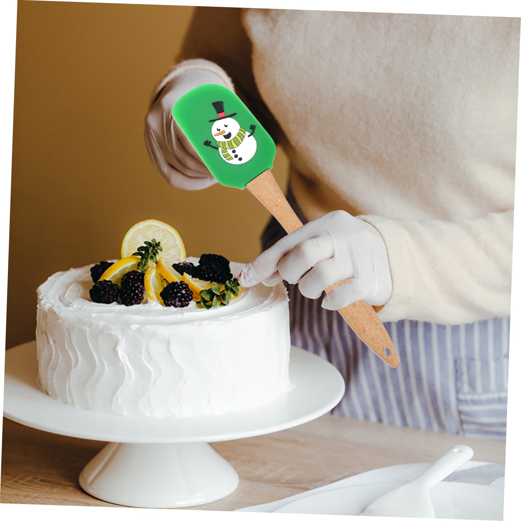TOPBATHY 3 Sätze Silikoncremespatel Cremefarbener Spachtel Buttercremeschaber Kuchencremekratzer Pfannenwender Für Die Küche Backschaber Teigschaber Butterschaberspatel Holz 4 Stück * 3