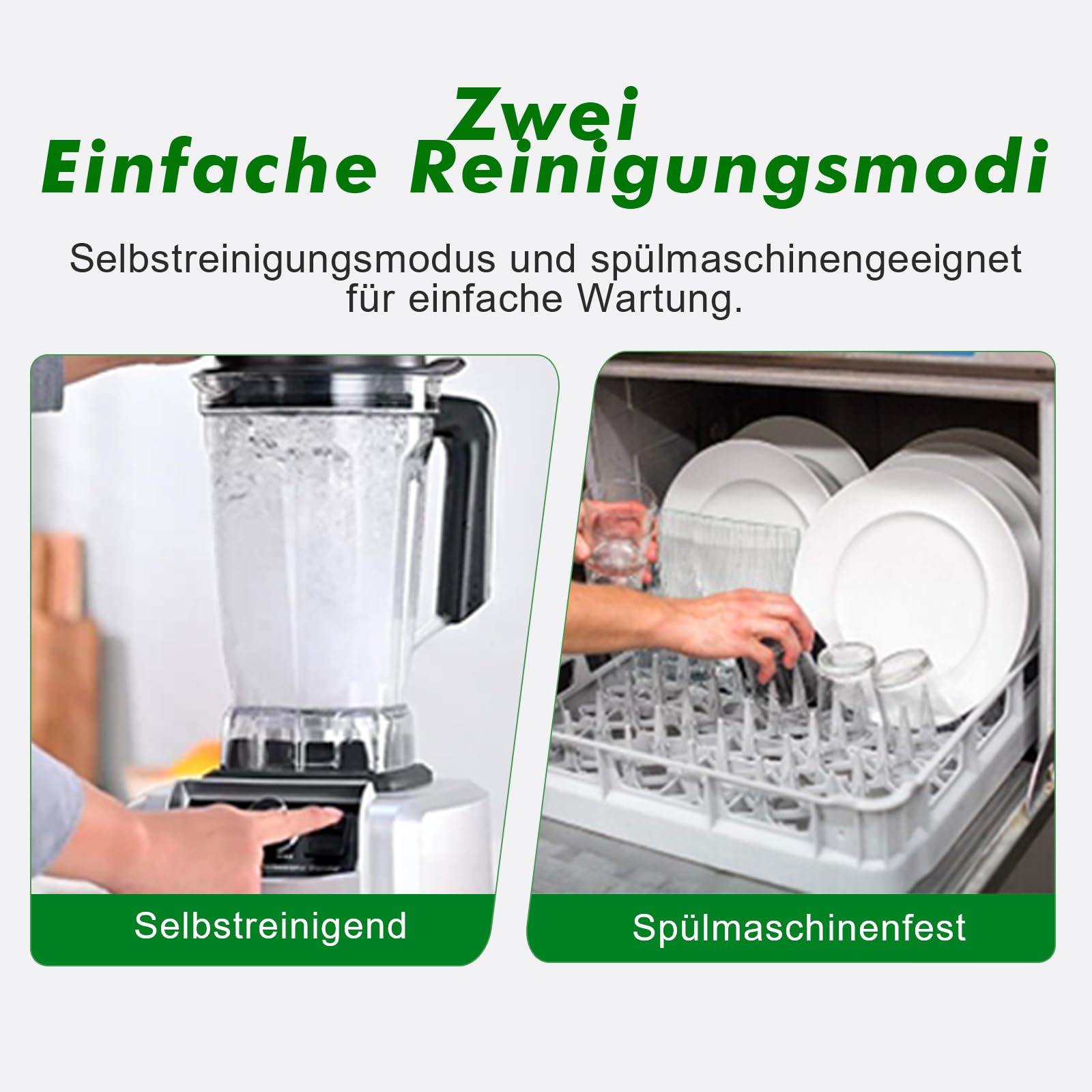 Kitchen in the box Mixer, 1500W Hochleistungs Standmixer 2L mit großem Fassungsvermögen, 8 Edelstahlklingen Smoothie Maker, schnellem Mixen für Smoothies und Milchshakes