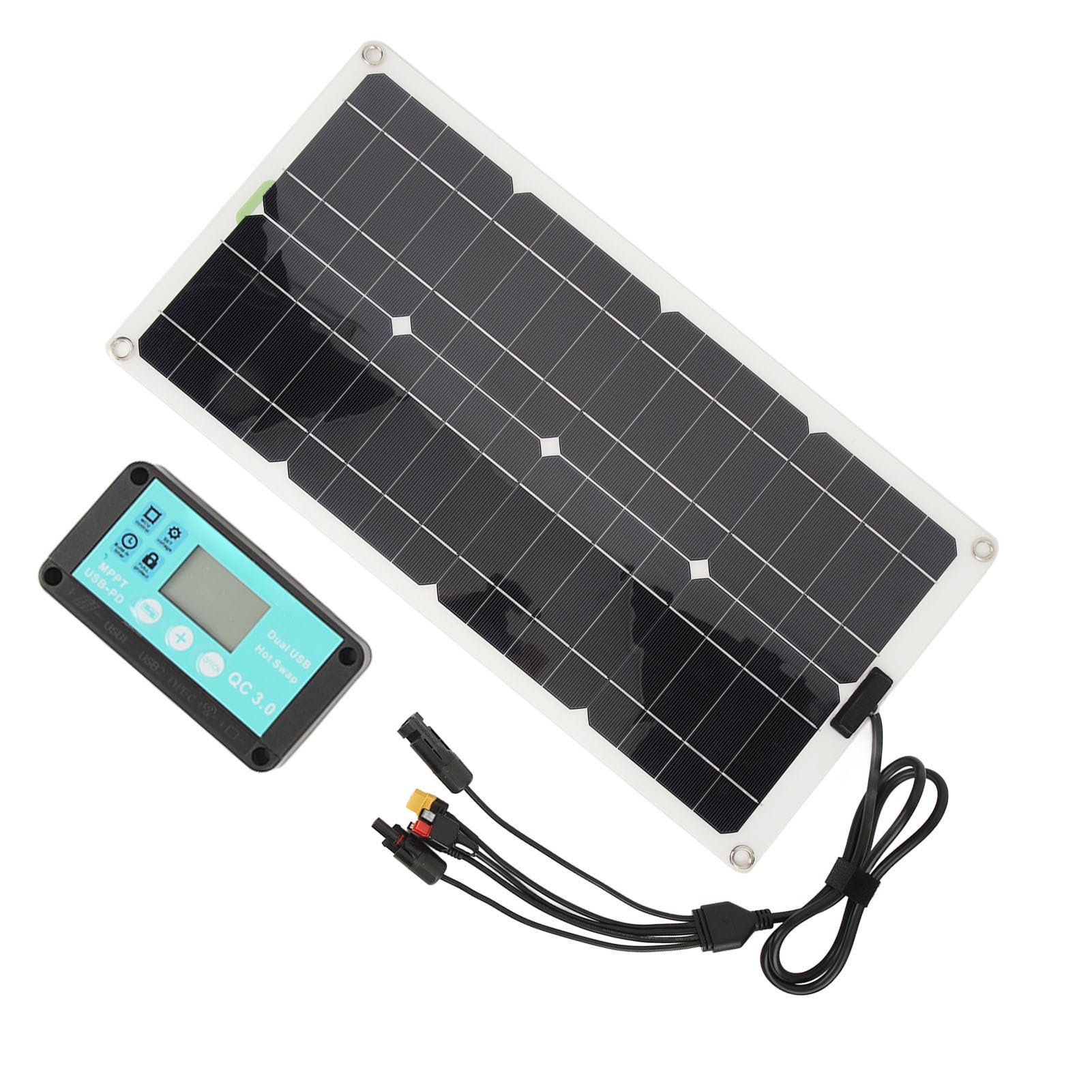 Sonew 250 W Monokristallines Solarpanel mit Controller und Zwei USB-Anschlüssen für Hocheffizientes Laden von Wohnmobilen mit 12 V, 24 V und 48