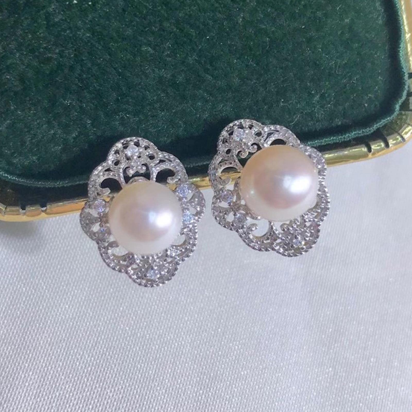 LOKILOKI Pendientes Redondos De Perlas De Agua Dulce Naturales De 7-8 Mm para Mujer Pendientes De Plata Esterlina 925 Joyería Nuevo