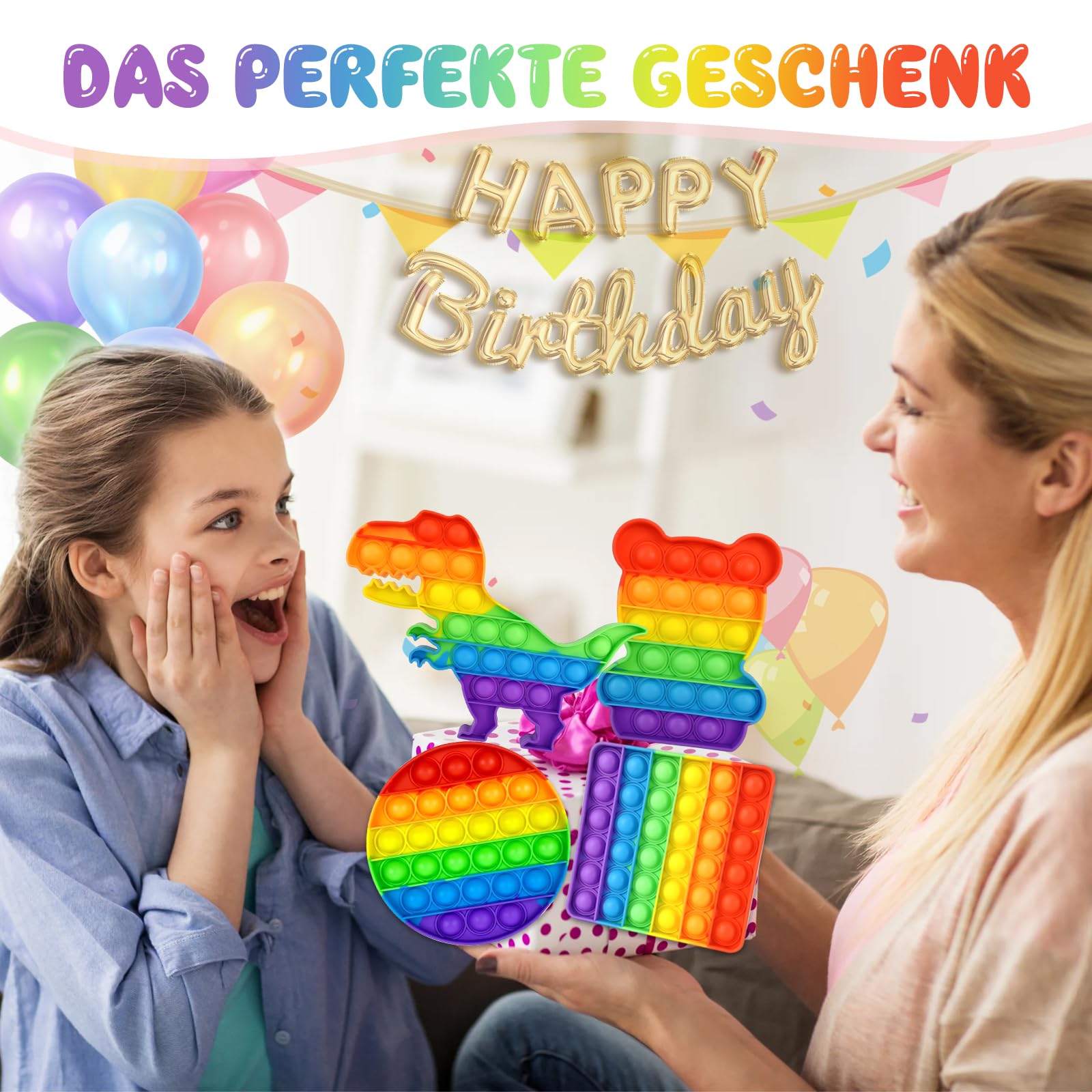 4 sztuki Push Bubble Sensory Pop Fidget zabawka, silikonowa tęcza sensoryczna antystresowa zabawka sensoryczna zabawka edukacyjna dla dzieci/rodziny i przyjaciół/samolotu