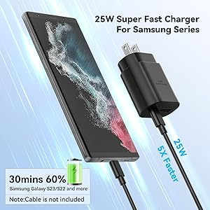 USB C Charger, 25W Super Fast Charger Dual Port Type C Wall Charger Block Compatible Samsung Galaxy S22/S22 Ultra/S22+/S21/S21 Ultra/S21+/S20/Note 10/Note 20/Z Fold3/Z Flip3