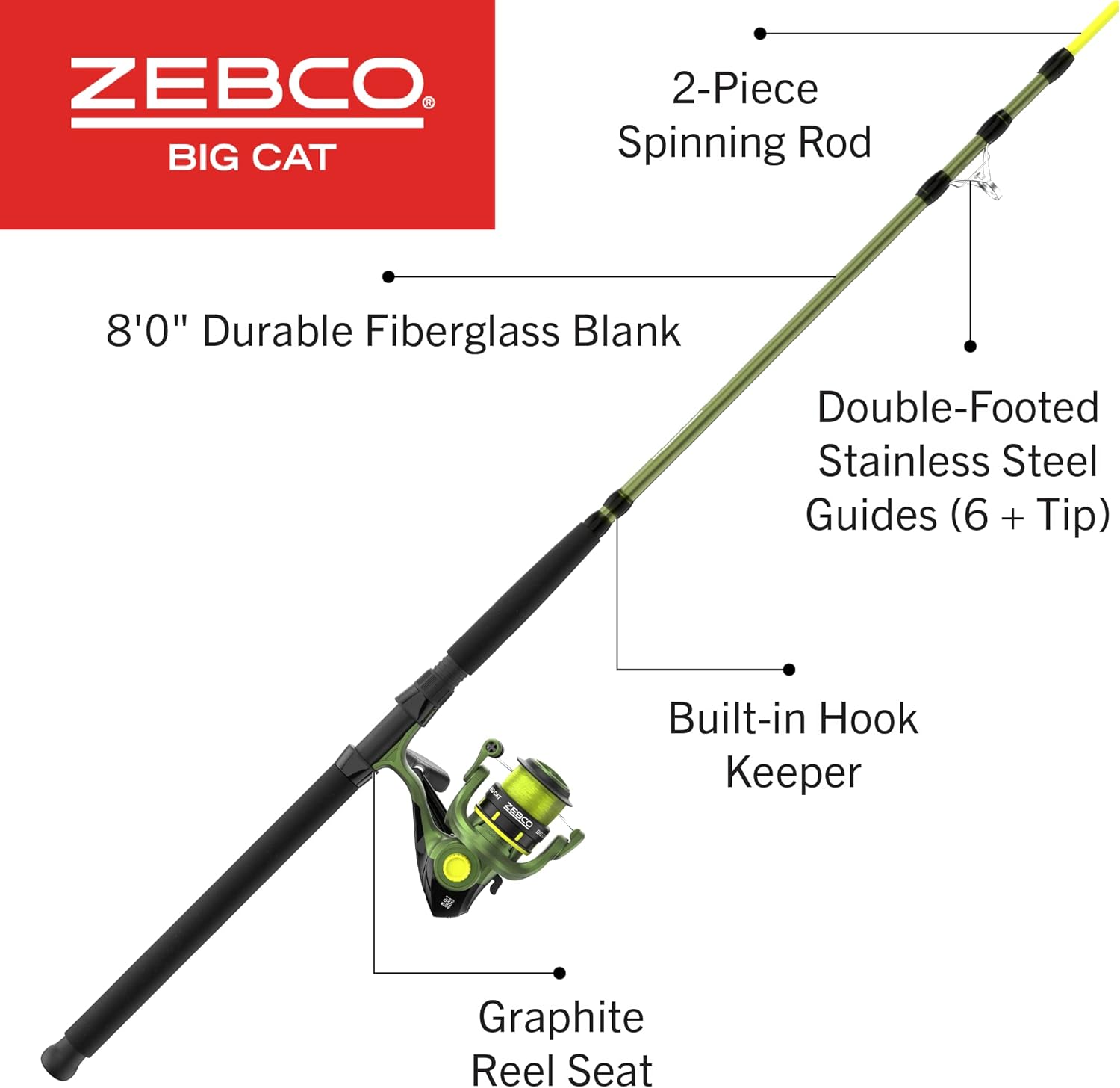 Zebco Big Cat Spinning Reel and Fishing Rod Combo
