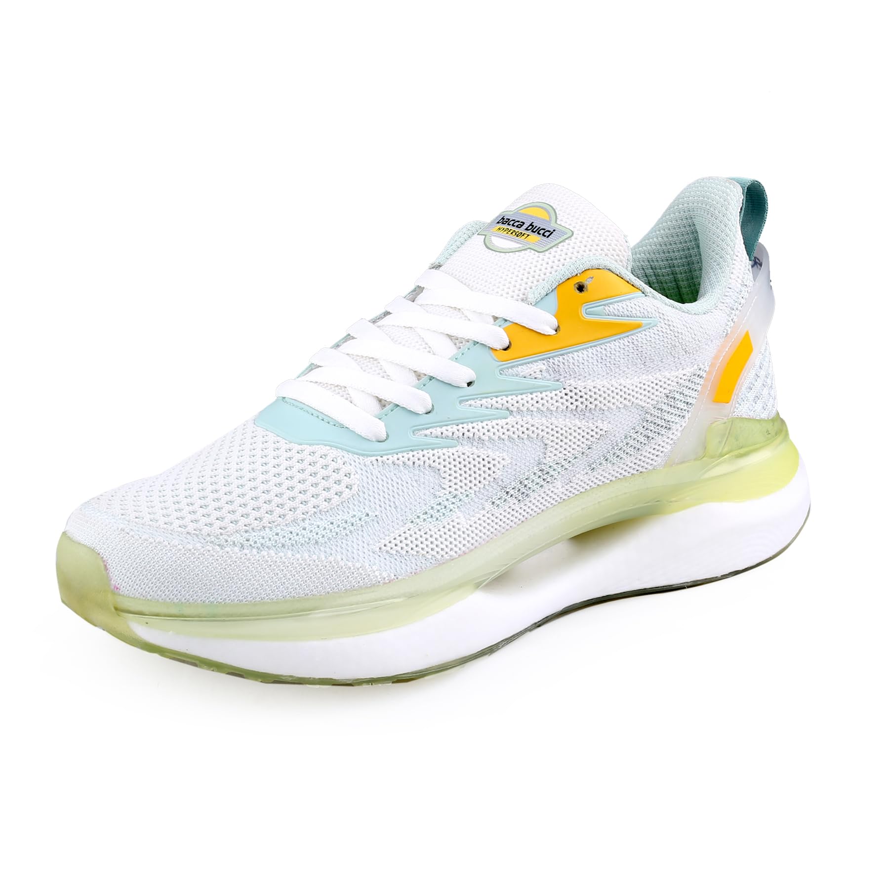 Bacca Bucci Mens Hypersoft Series With Ultra Rebounce Outsole And Iconic Breathable Engineered Knit Upper For Daily Running-White & Green, Size Uk9 (B0C8PPK2K4) Amazon Price History, Amazon Price Tracker