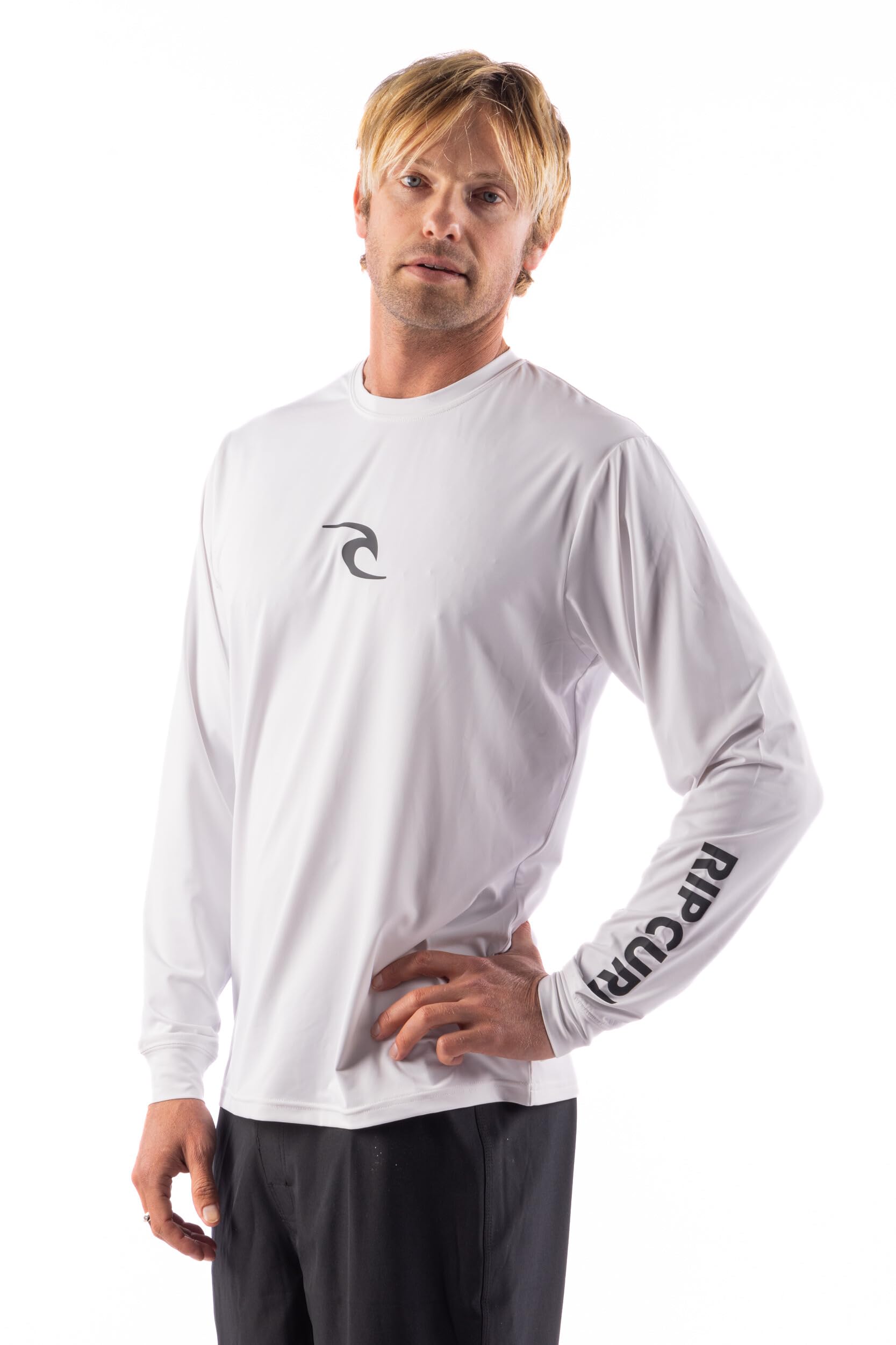 Long Sleeve Rashguard - UPF 50+ Sun Protection Surf Shirt, Loose Fit Rash Vest, White, S