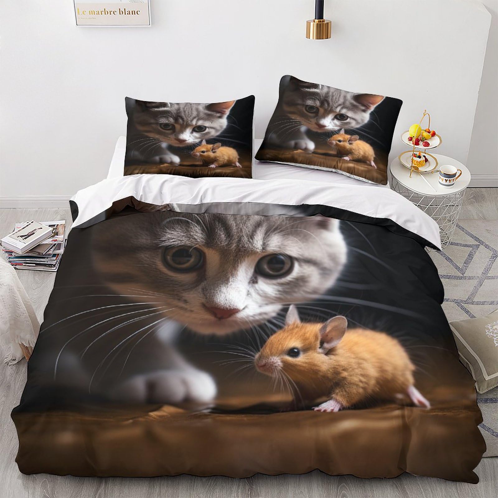AYSUM Rabbits Duvet Cover Soft Microfiber Bunnies Set Copripiumino Calore Bedding Set Per Adulti E Bambini Set Di Biancheria Da Letto Lavabile Biancheria Da Letto Double(200x200cm
