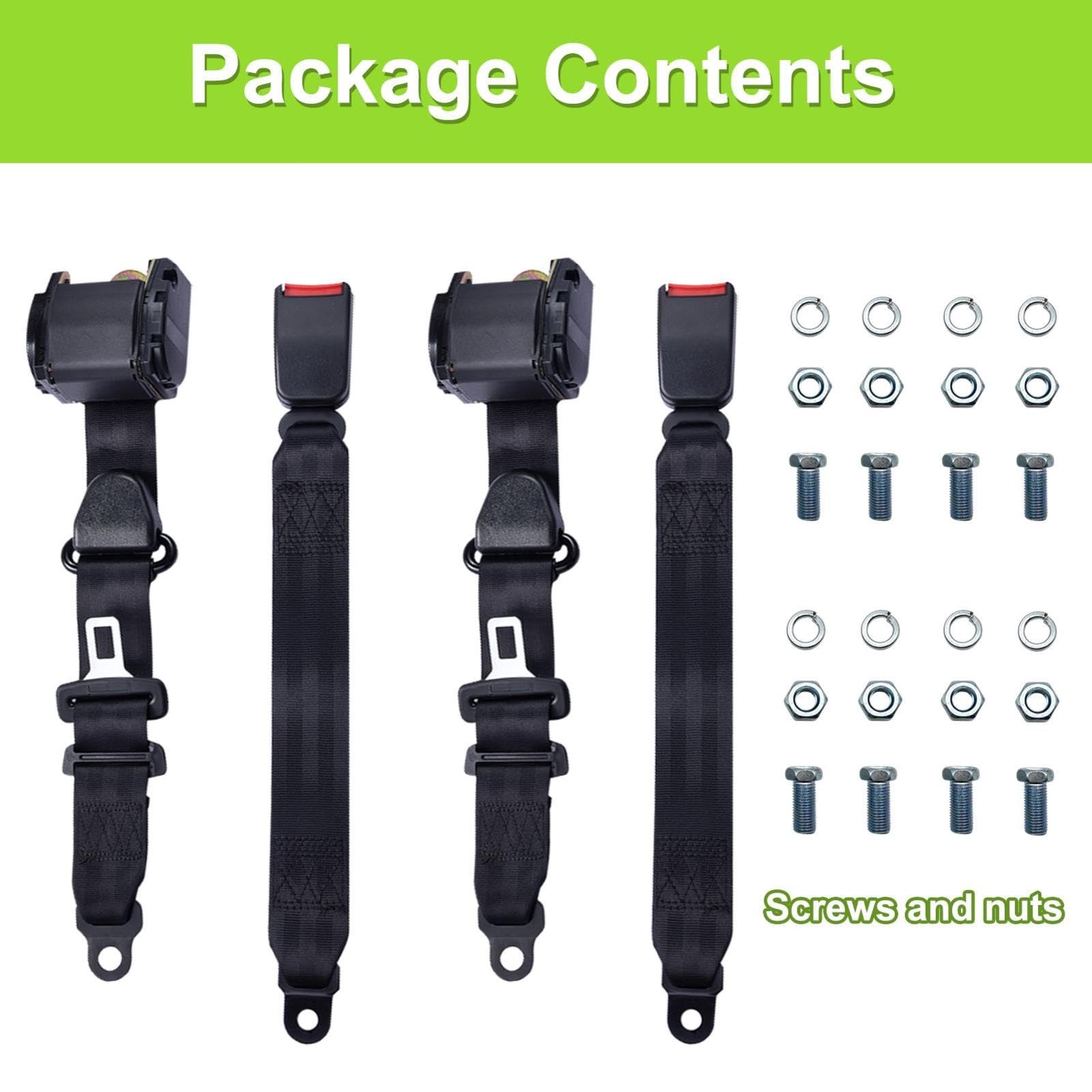 Paquete de 2 cinturones de seguridad retráctiles automáticos de tress puntos de 3 m x 48 mm, para sedanes, camionetas, autocaravanas, vehículos y remolques, asientos delanteros y traseros