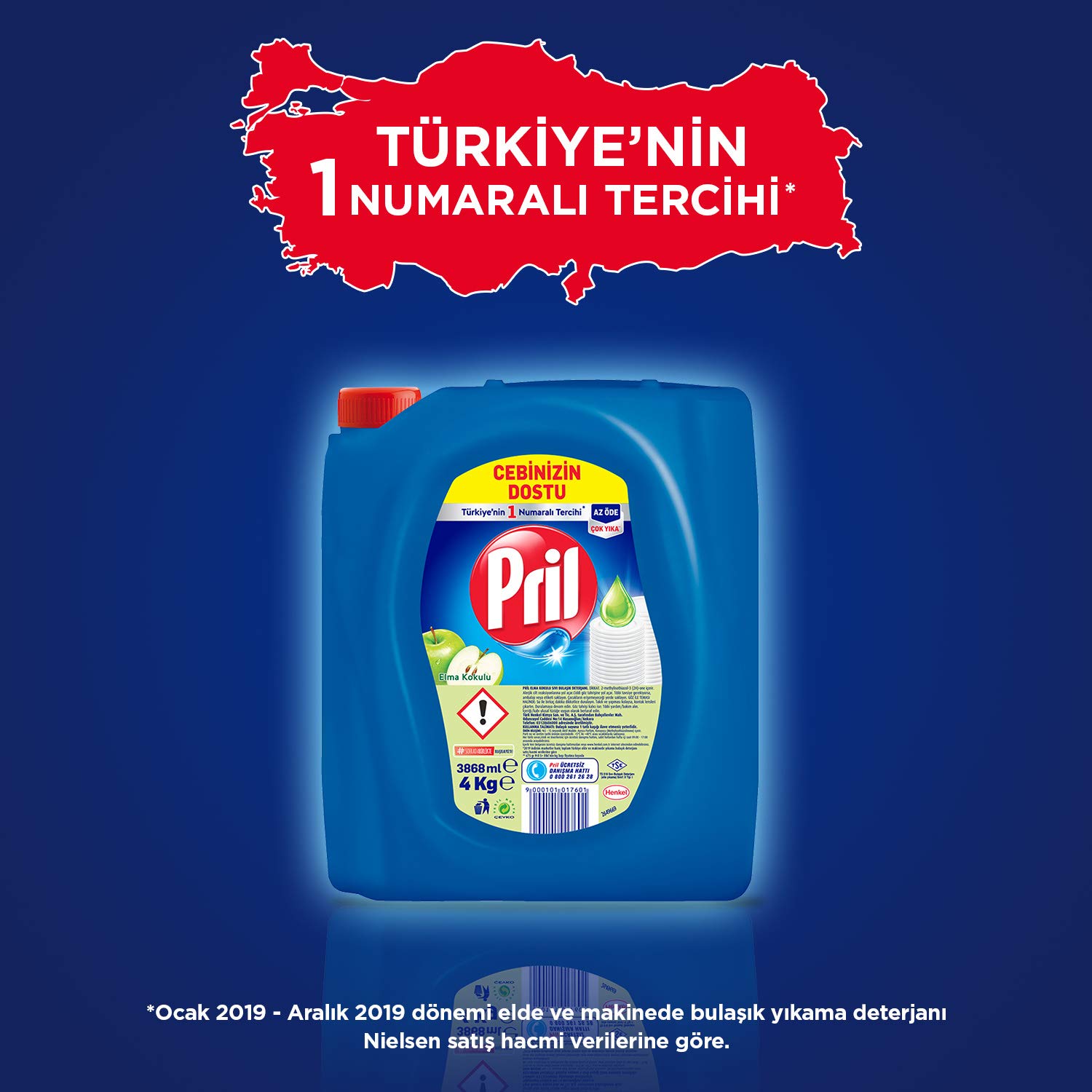 Pril Elma Kokulu Elde Yıkama Sıvı Bulaşık Deterjanı 1 x 4 kg, Elma 4kg