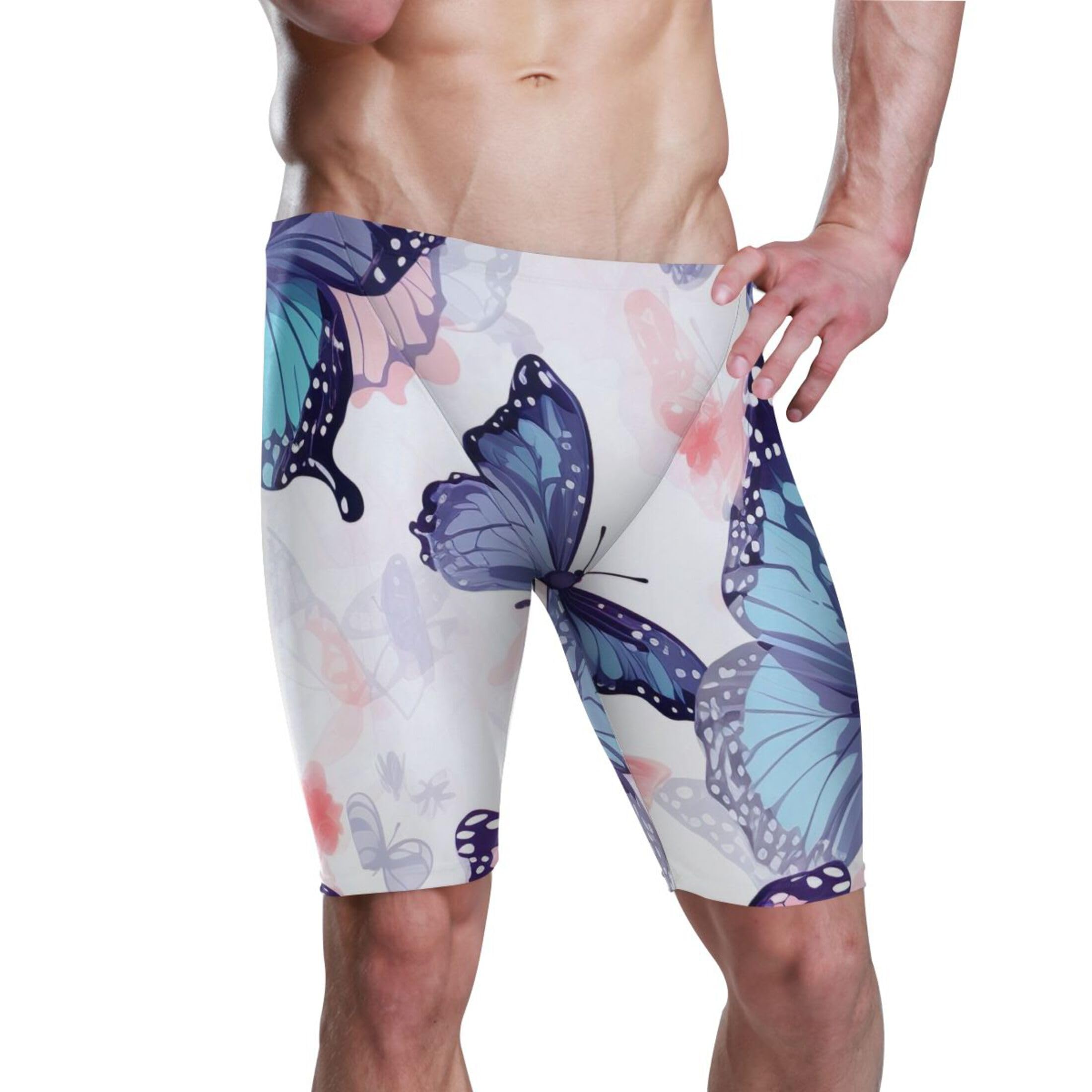 Color Butterfly Men's Swim Jammers Racing & Training Swimsuit Fast, Flexible,Comfortable XXXL B0401644
