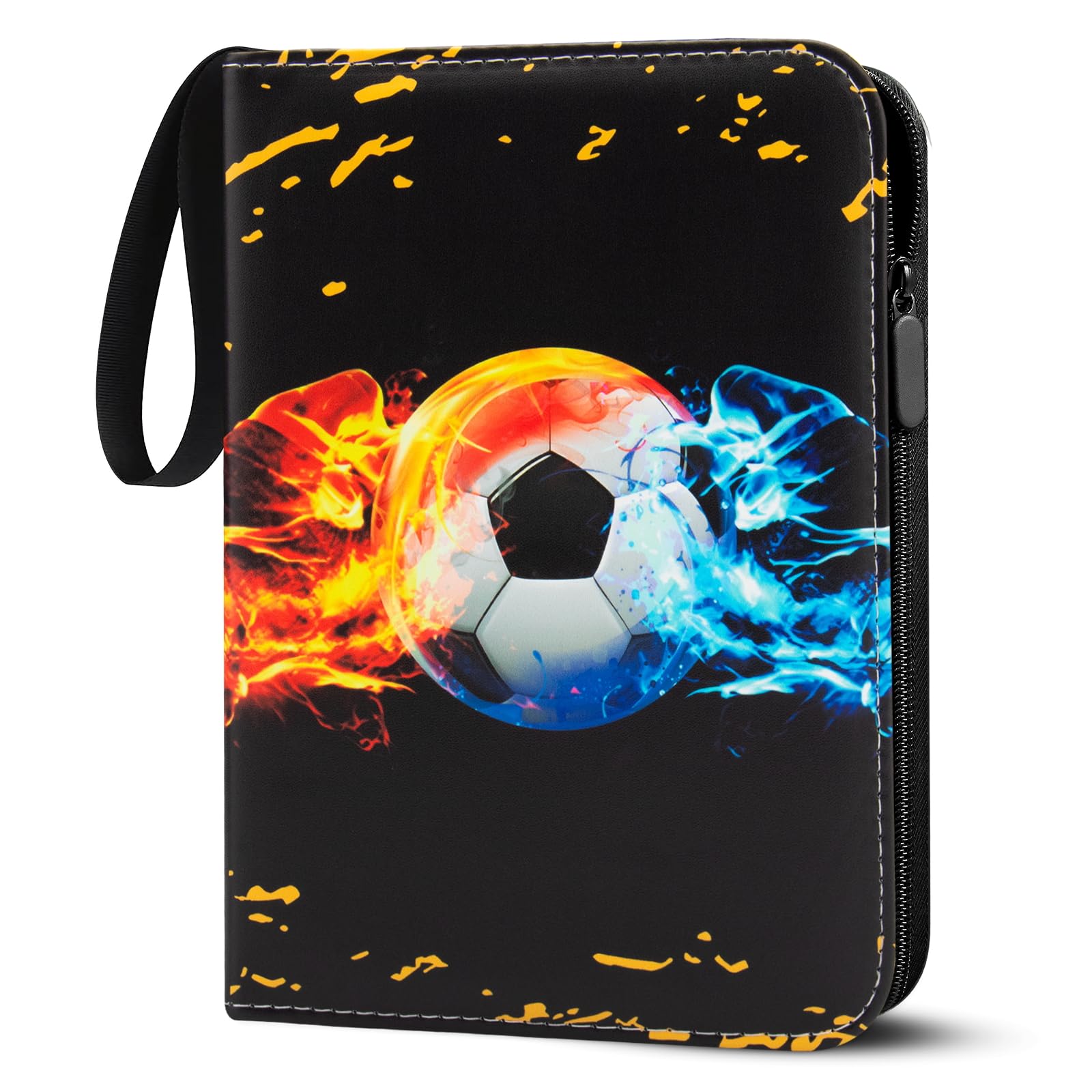 Sammelalbum für Fussball Karten, 50 Seiten 400 Karten Kapazität Fußball Sammelalbum, PU Tragbar Wasserdicht Karten Halter Heft Ordner Buch kompatibel Fußballkarten Geschenk für Sammler