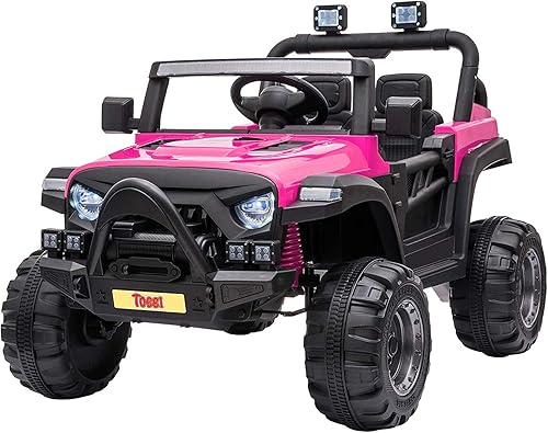 TOBBI 12V Kids - Camioneta con control remoto Negro, Rojo rosa, Blanco