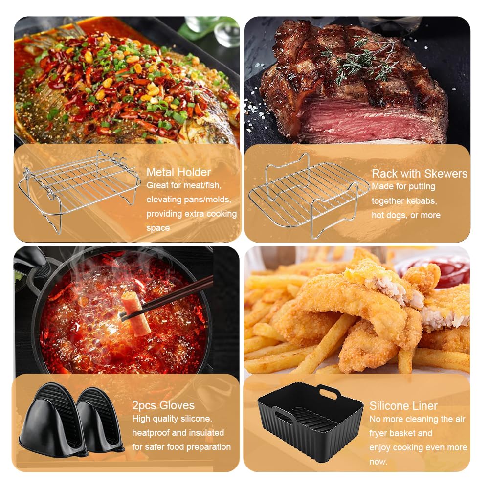 230 Fodere Per Friggitrice Ad Aria USA E Getta Con Manico Curvo, Accessori Per Ninja Dual Zone AF300/AF400, Salter, Tower – Carte Forno Antiaderenti E Resistenti