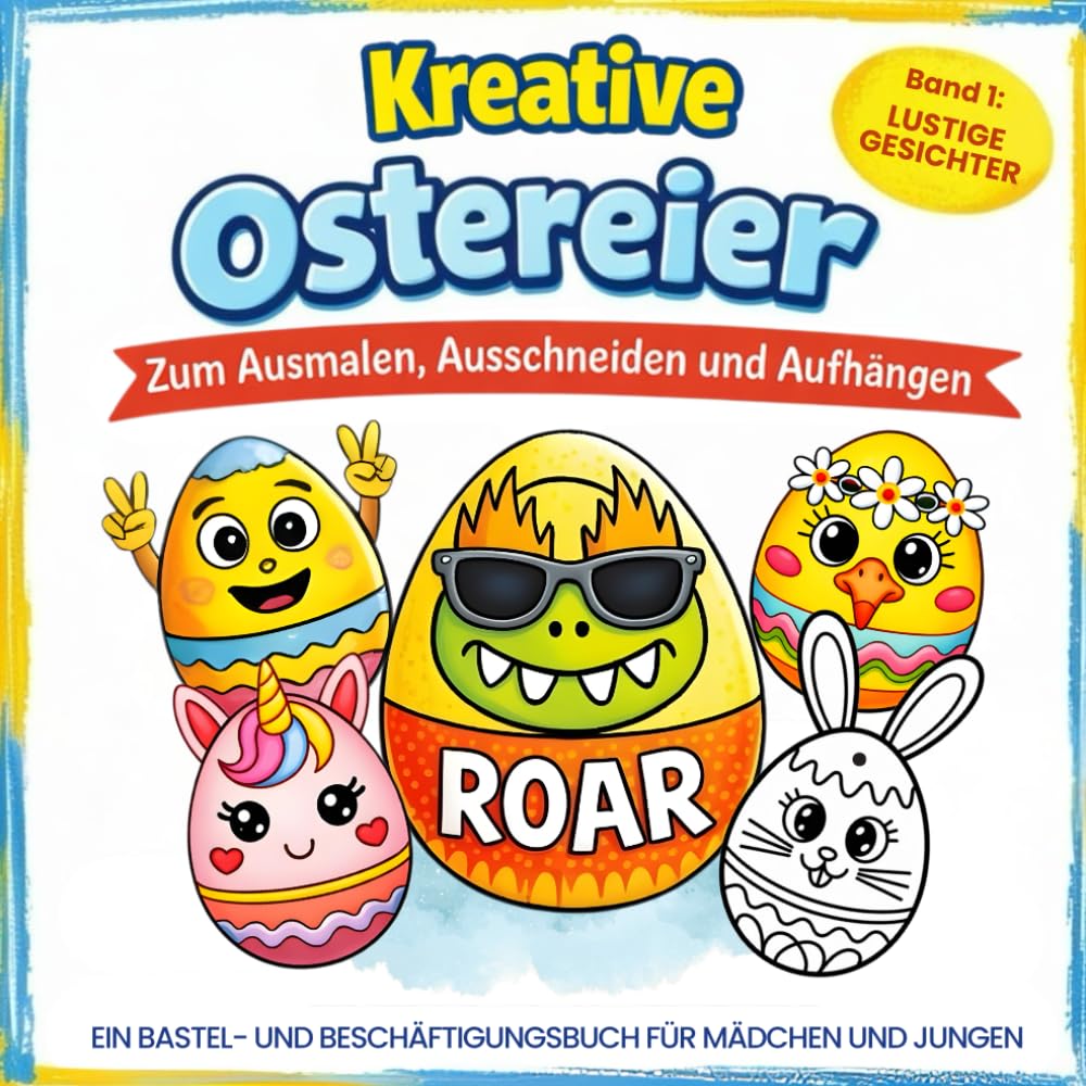 Kreative Ostereier – Malbuch Ostern für Kinder: Band 1: Lustige Gesichter | Ausmalbuch & Bastelbuch – ideales Geschenk zur Beschäftigung in der Osterzeit für Mädchen und Jungen