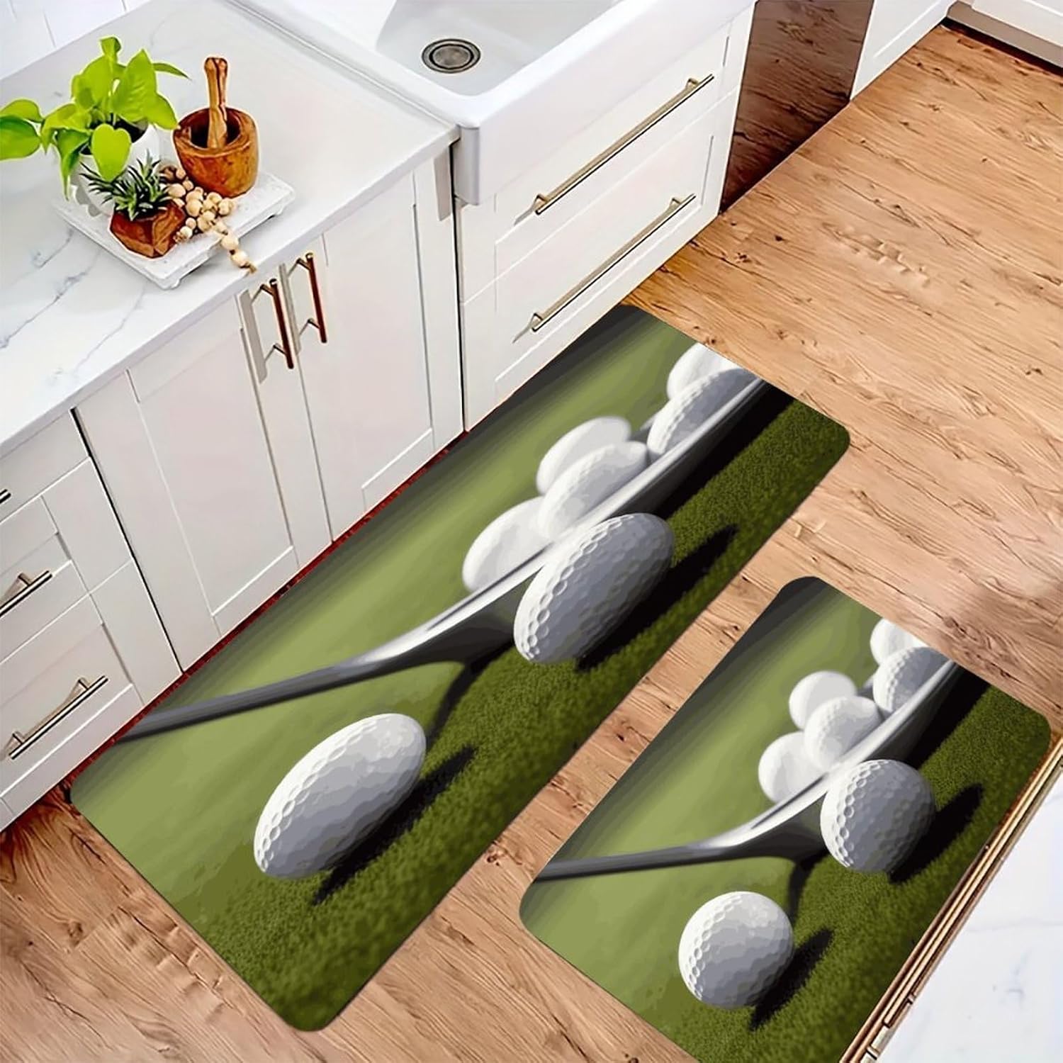 Golf Kitchen Mats with 2PCS Non-Slip Washable,Kitchen Rug Heavy Duty Durable, Floor Mats for Kitchen,Office,Sink,Laundry