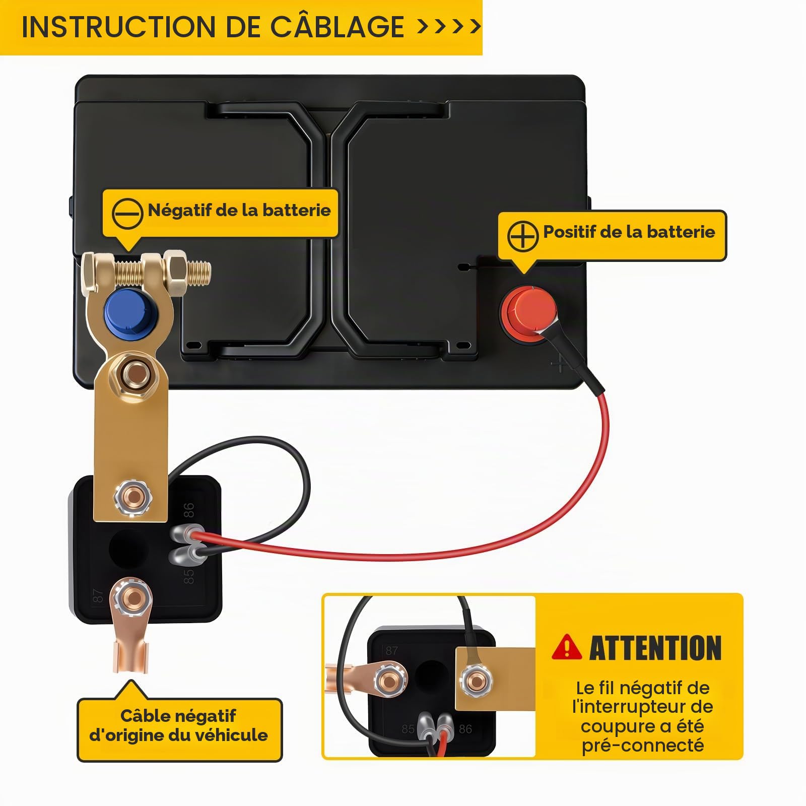 Coupe Circuit Batterie 12V, DC12V 200A Coupe Batterie à Distance, Avec 2 Télécommandes, Antivol,pour Voiture, Bateau, Camion, RV