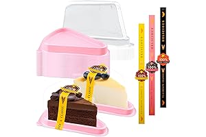 Disposable Clear Pie Slice Containers in Pink - 50 Pack